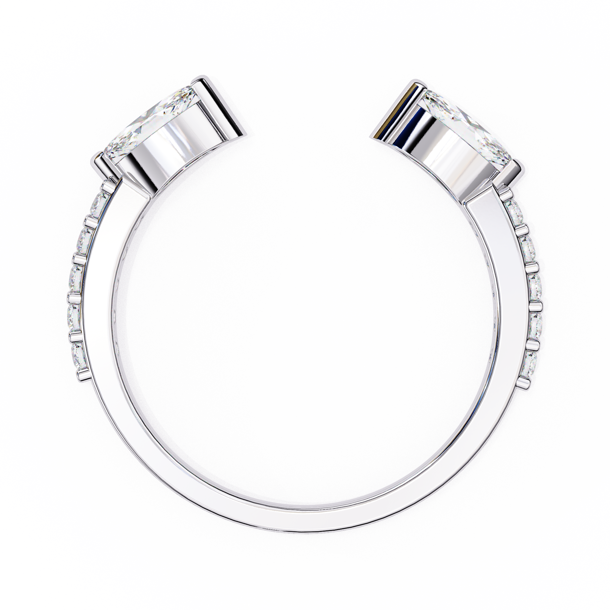 Marquise and Round Diamond Contemporary Wedding Ring