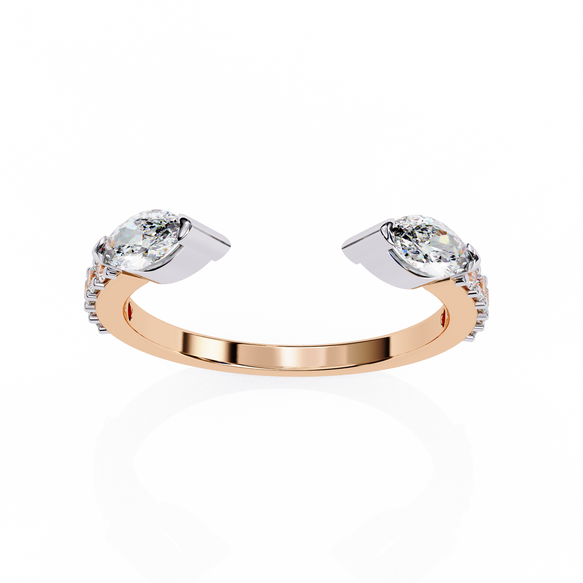 Marquise and Round Diamond Contemporary Wedding Ring