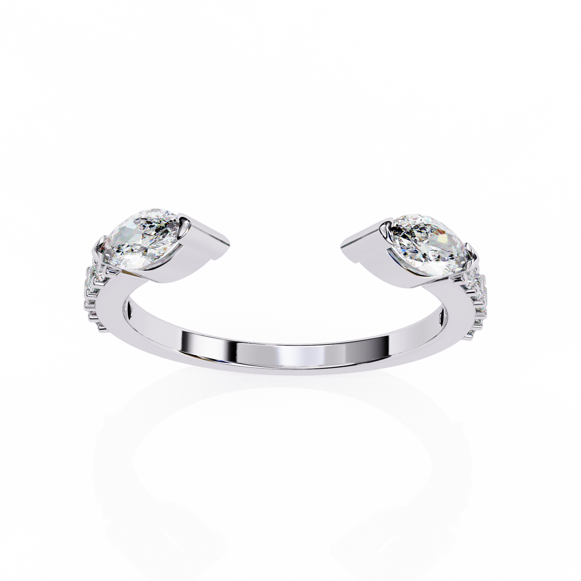 Marquise and Round Diamond Contemporary Wedding Ring