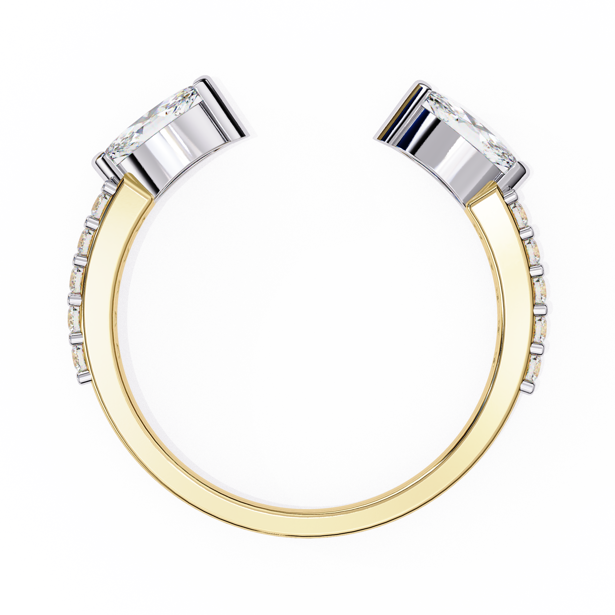 Marquise and Round Diamond Contemporary Wedding Ring