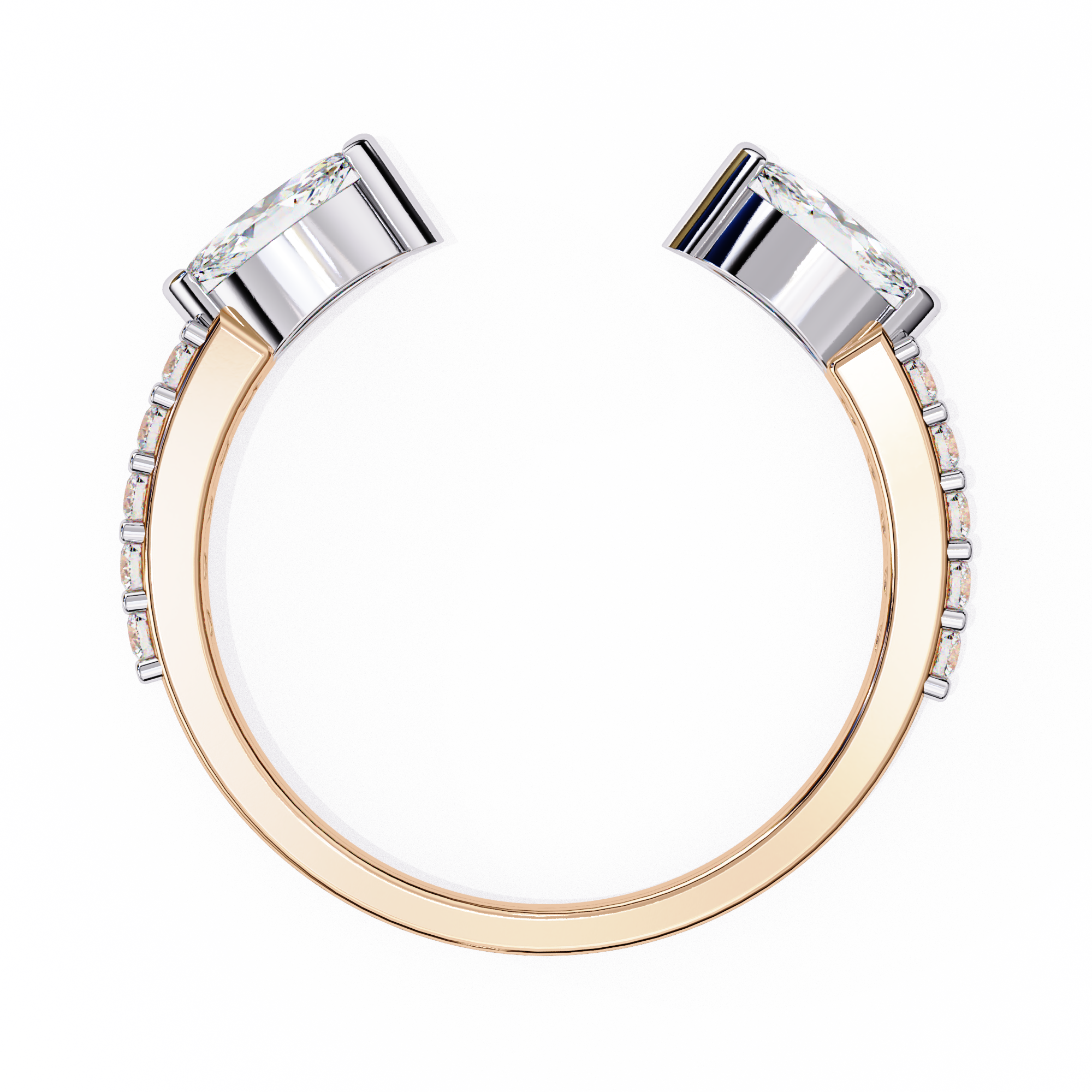 Marquise and Round Diamond Contemporary Wedding Ring