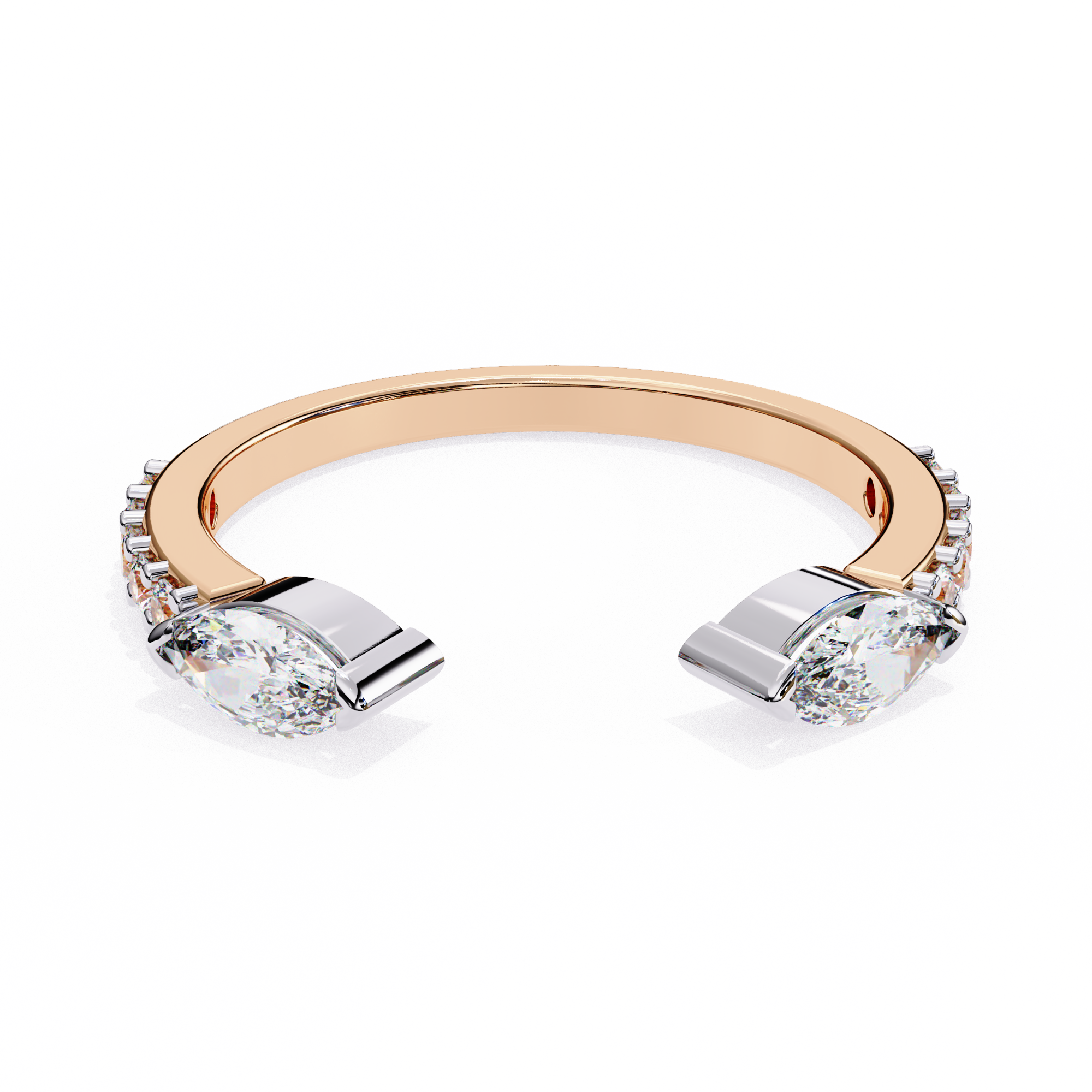 Marquise and Round Diamond Contemporary Wedding Ring