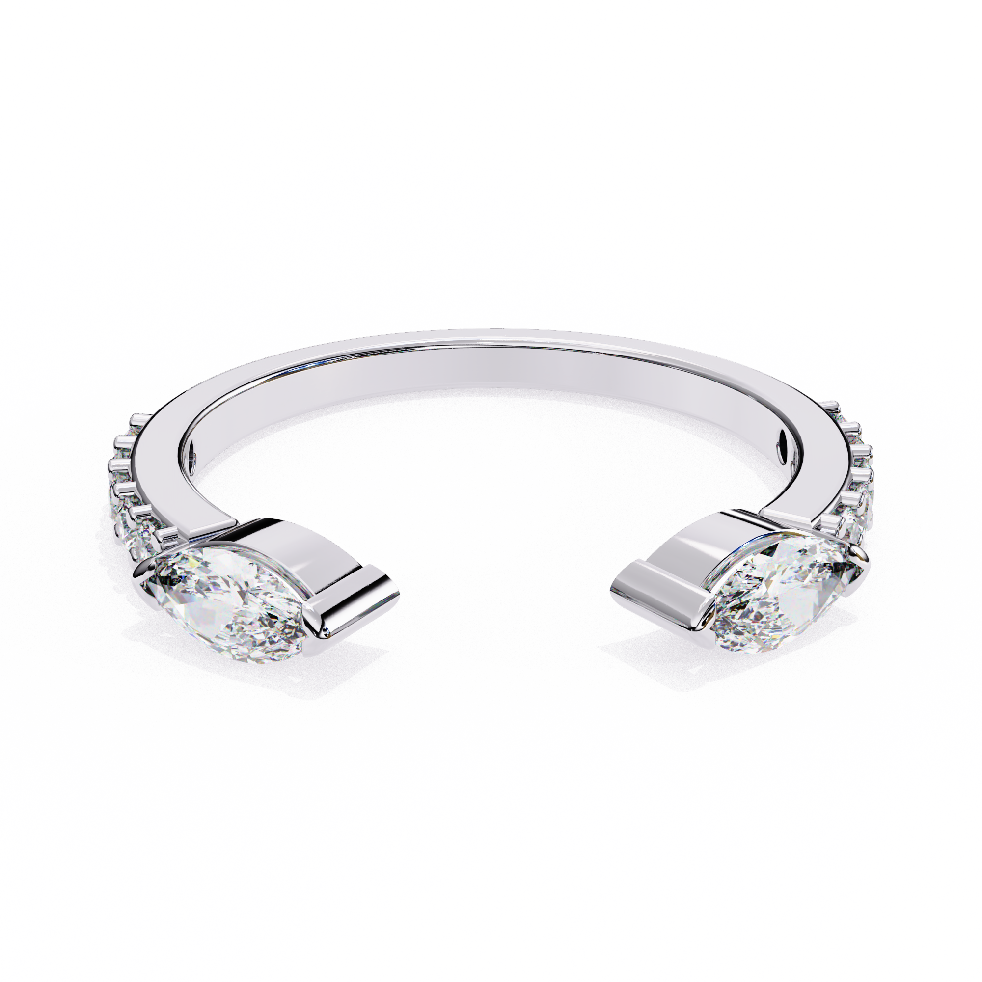 Marquise and Round Diamond Contemporary Wedding Ring