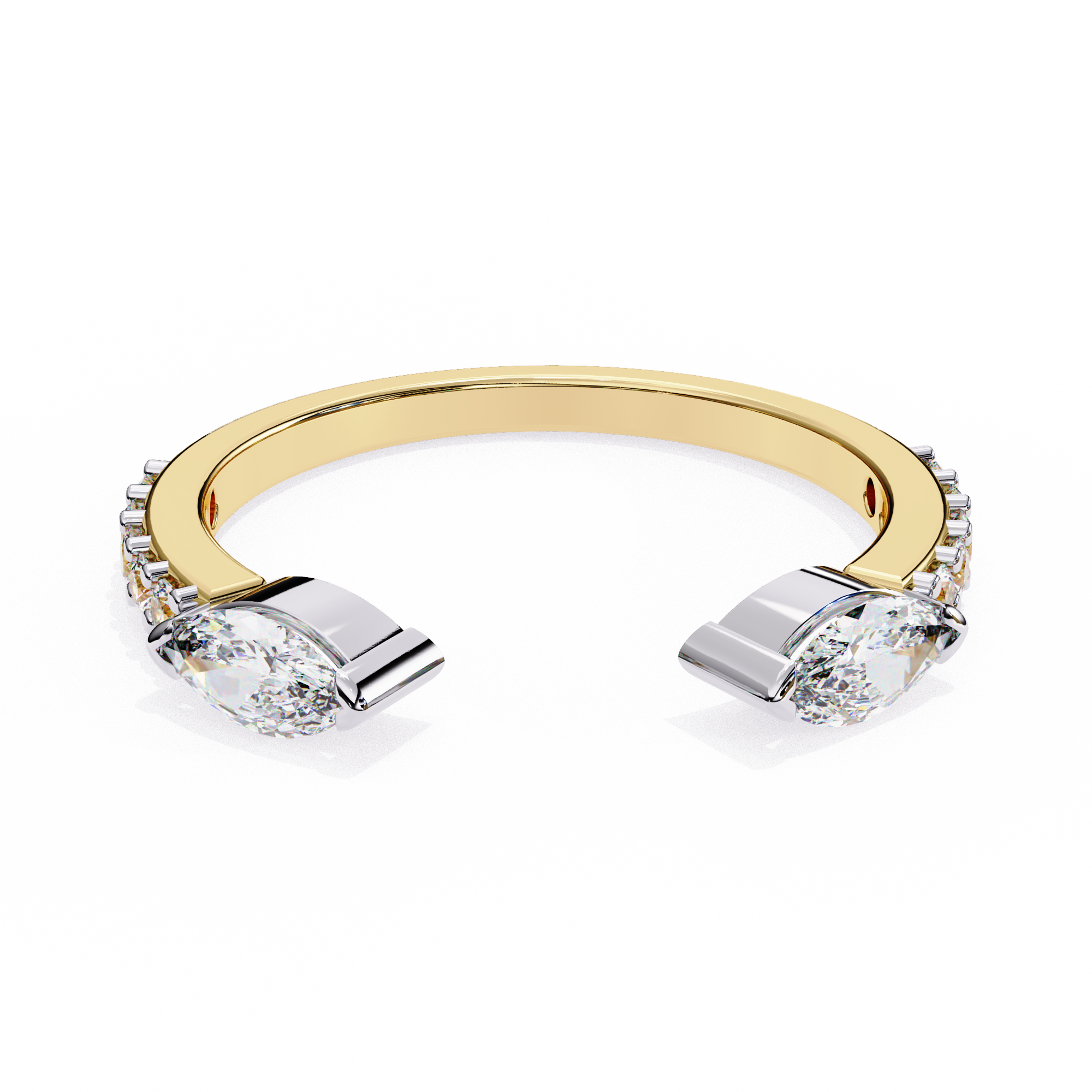 Marquise and Round Diamond Contemporary Wedding Ring