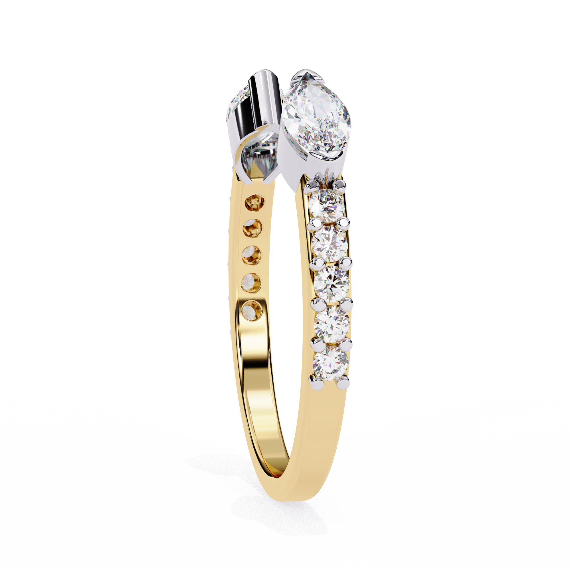 Marquise and Round Diamond Contemporary Wedding Ring