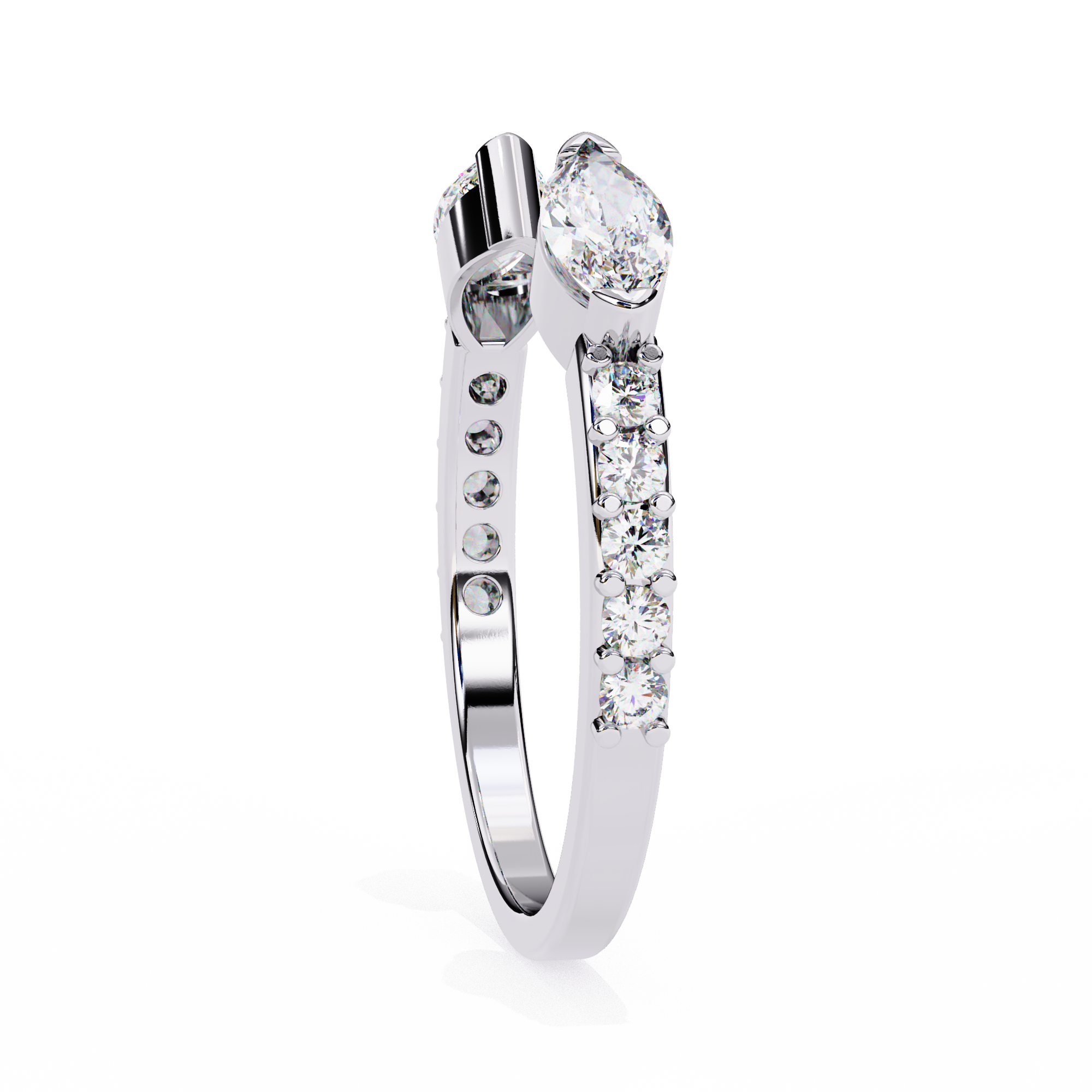 Marquise and Round Diamond Contemporary Wedding Ring
