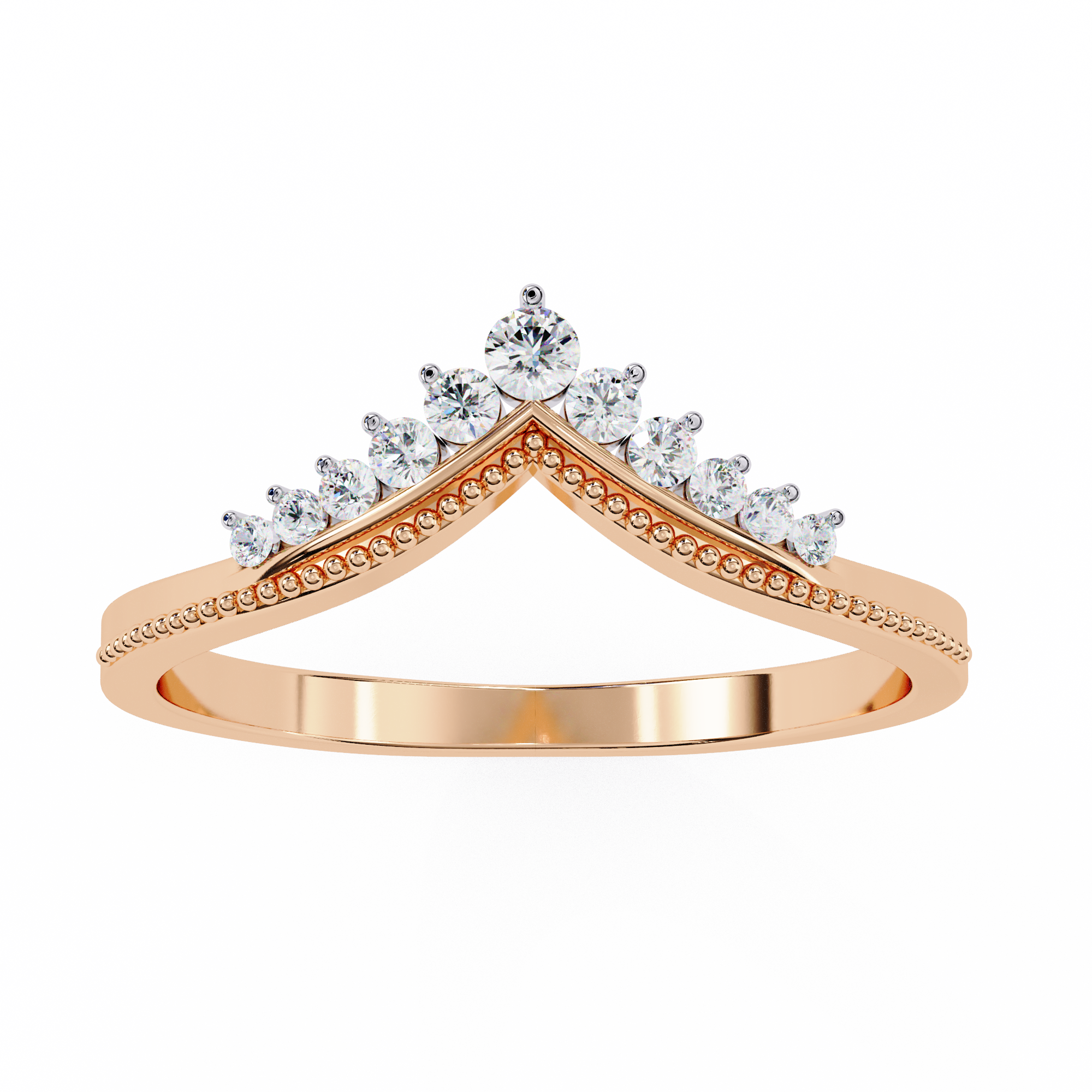 Round Diamond Shaped Wedding Ring