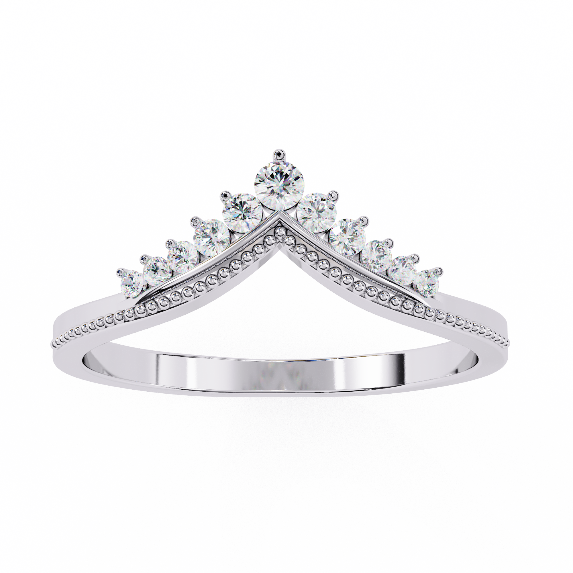 Round Diamond Shaped Wedding Ring