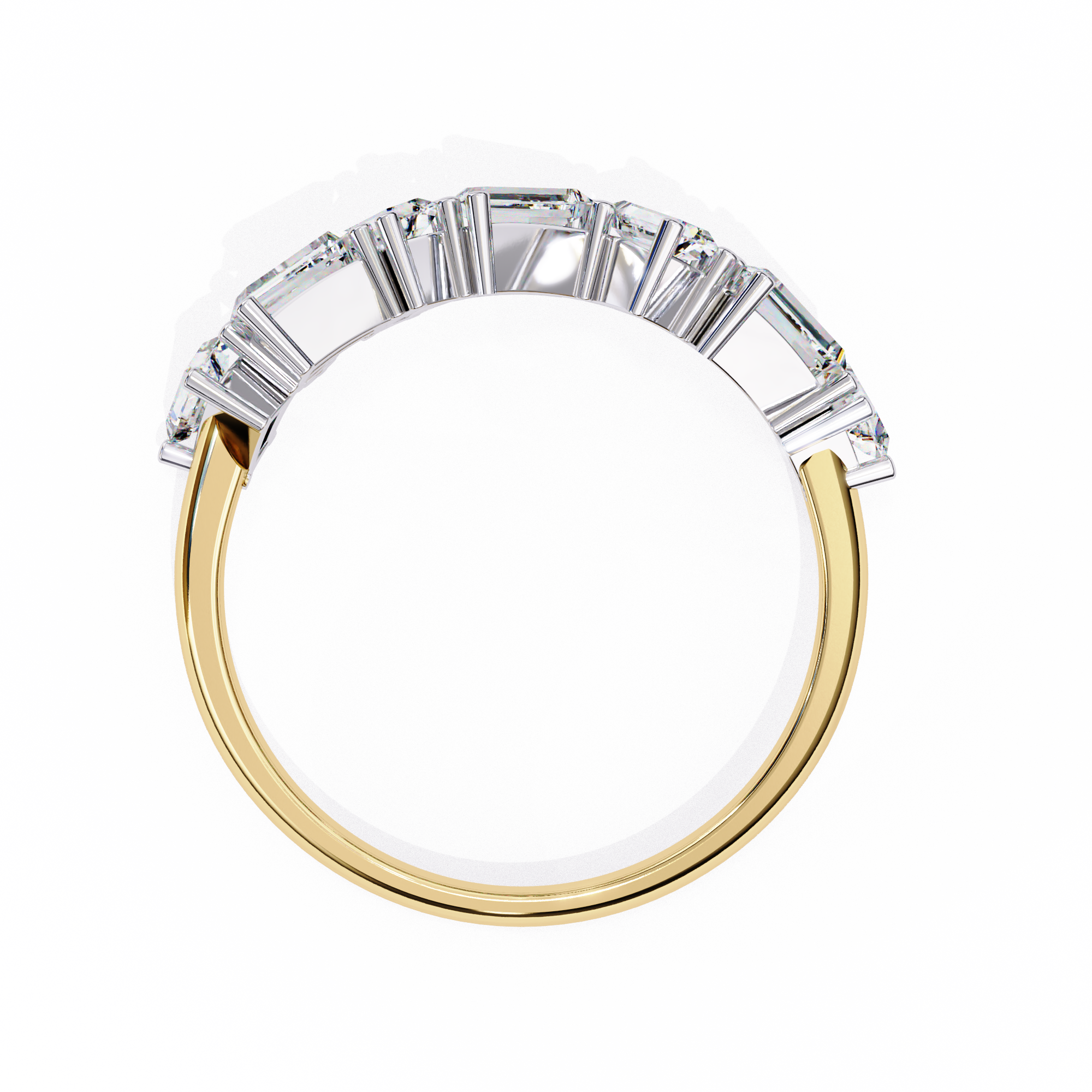Contemporary Baguette and Round Diamond Wedding Ring
