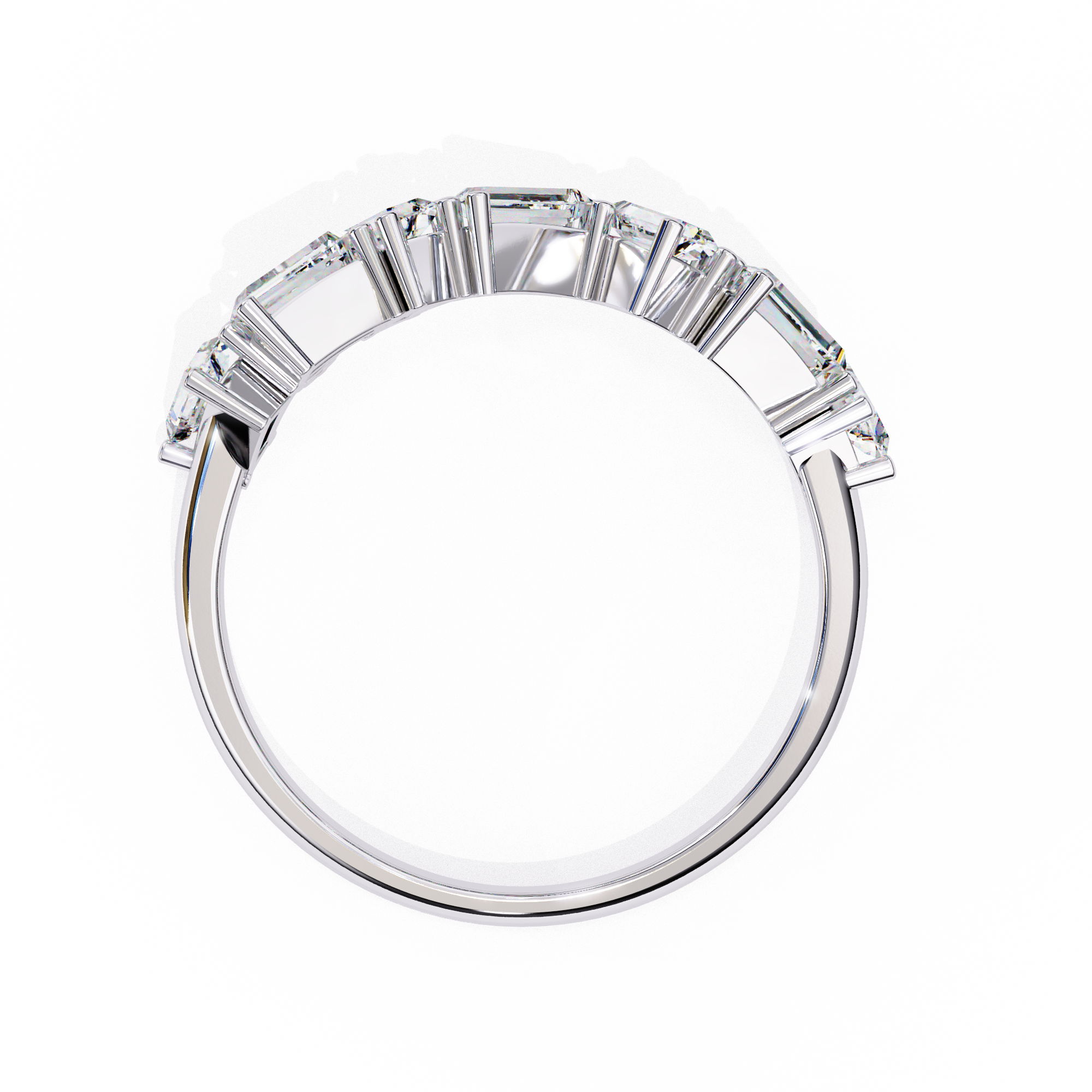 Contemporary Baguette and Round Diamond Wedding Ring