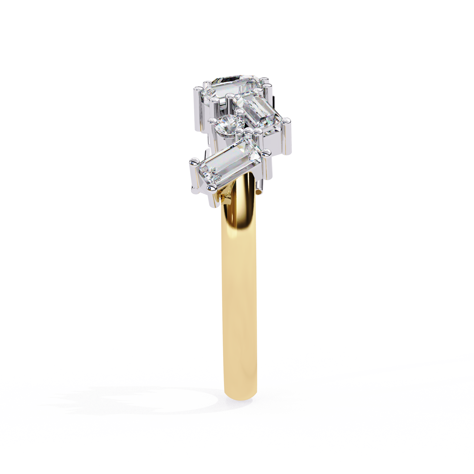Contemporary Baguette and Round Diamond Wedding Ring