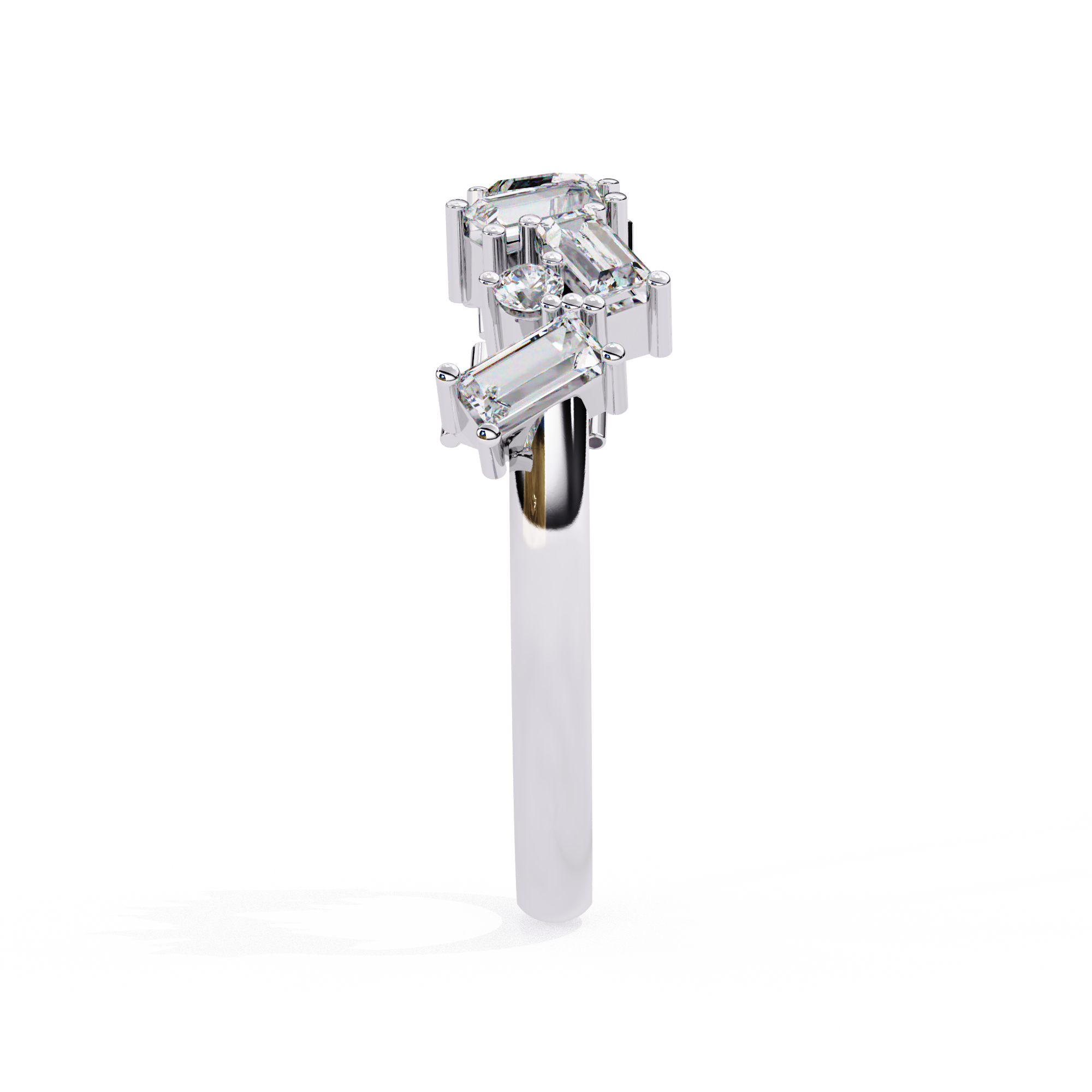 Contemporary Baguette and Round Diamond Wedding Ring
