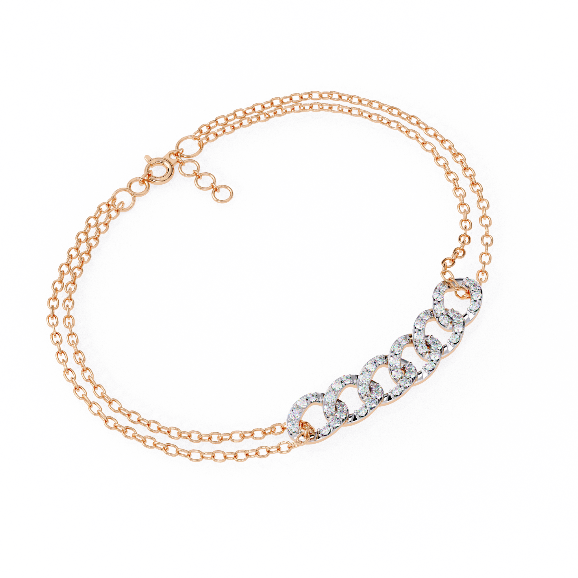 Golden Whisper Round Diamond Chain Bracelet
