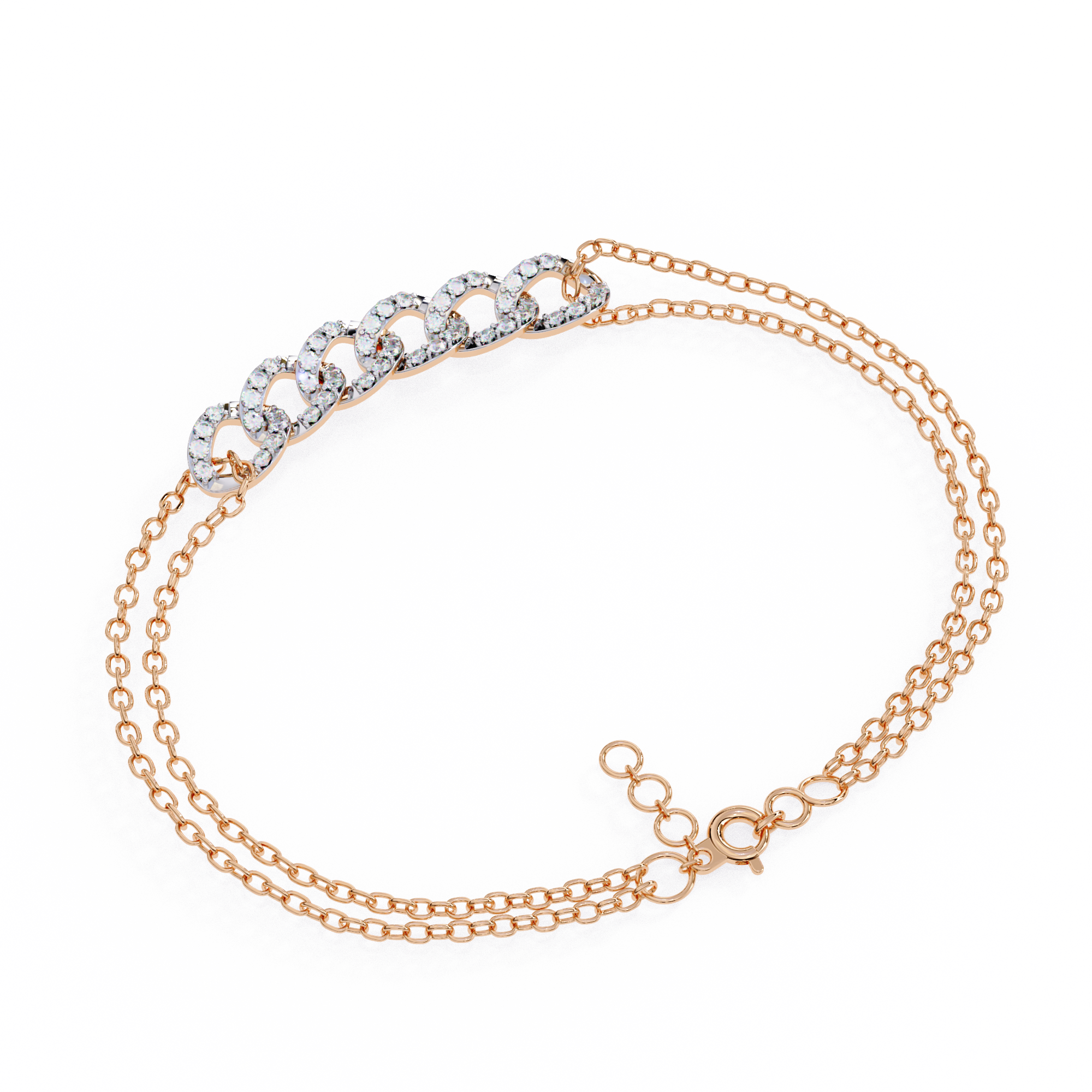 Golden Whisper Round Diamond Chain Bracelet