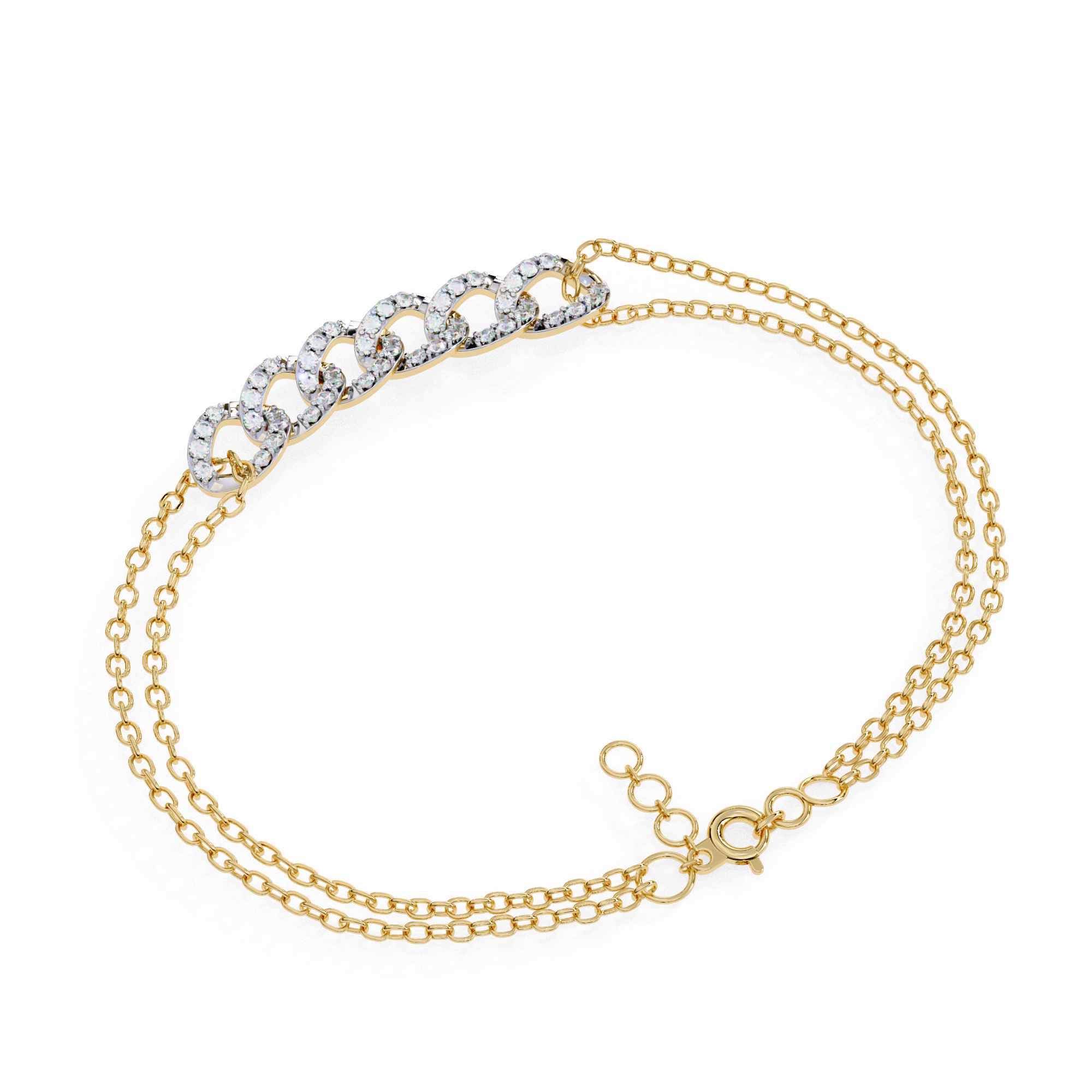 Golden Whisper Round Diamond Chain Bracelet