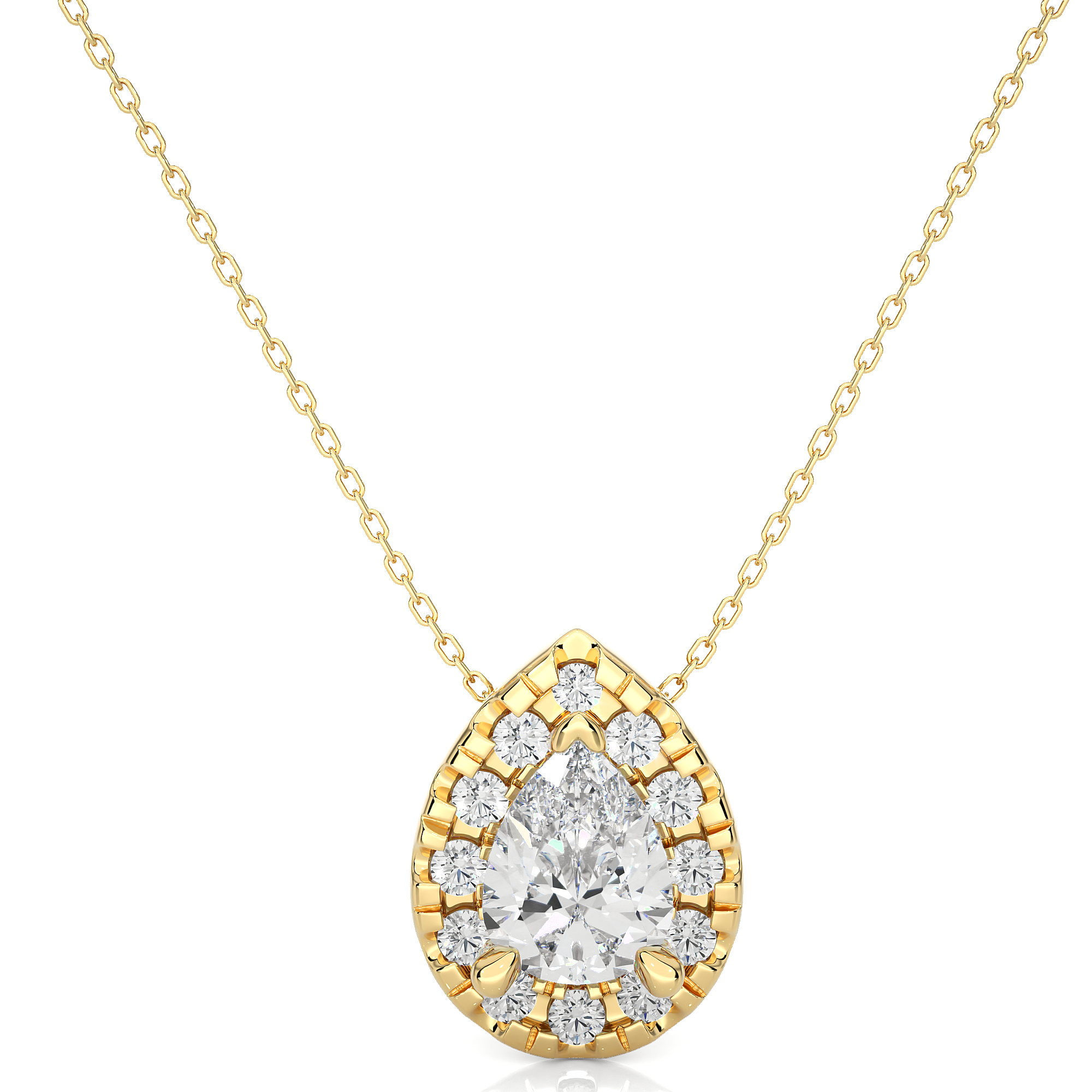 14K White Yellow Rose Gold 0.65 Carat Pear Diamond Pendant