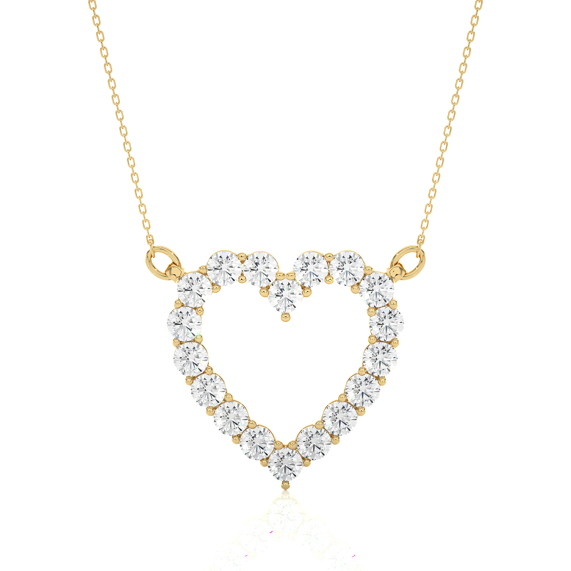 14K White Yellow Rose Gold Heart-Shaped Diamond Pendant with 18 Round Diamond Accents
