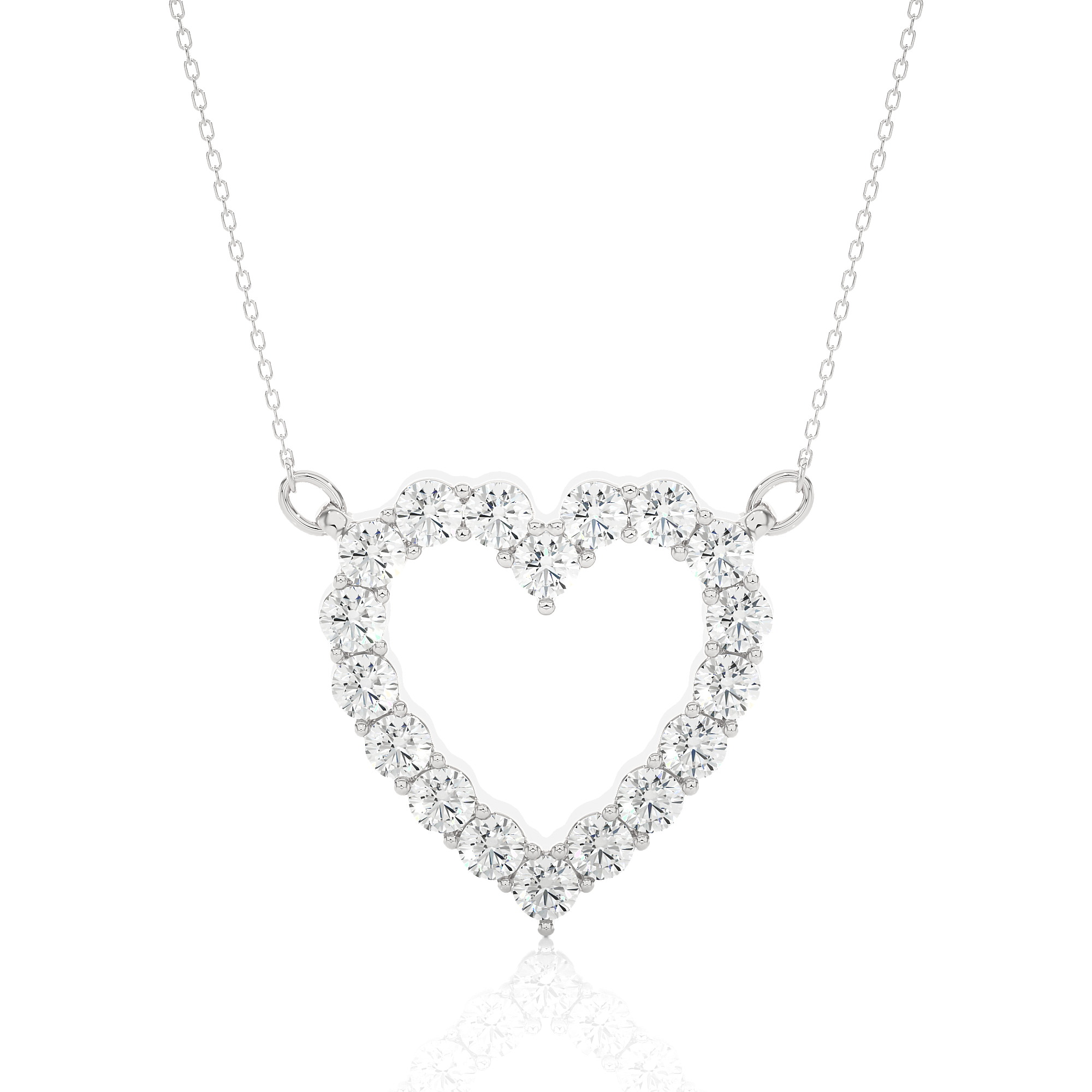 14K White Yellow Rose Gold Heart-Shaped Diamond Pendant with 18 Round Diamond Accents