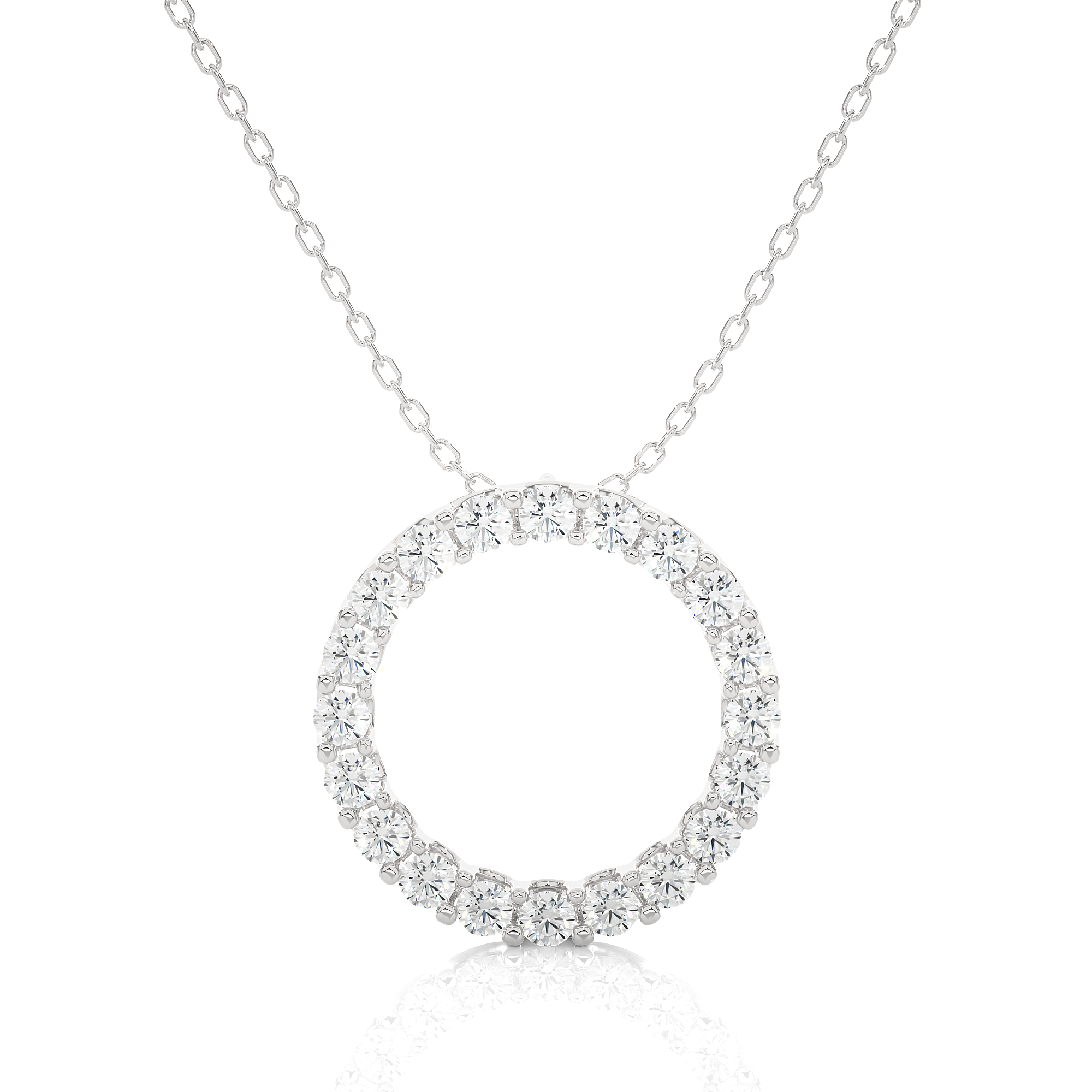 14K White Yellow Rose Gold 1.64 Carat Circle Pave Diamond Pendant