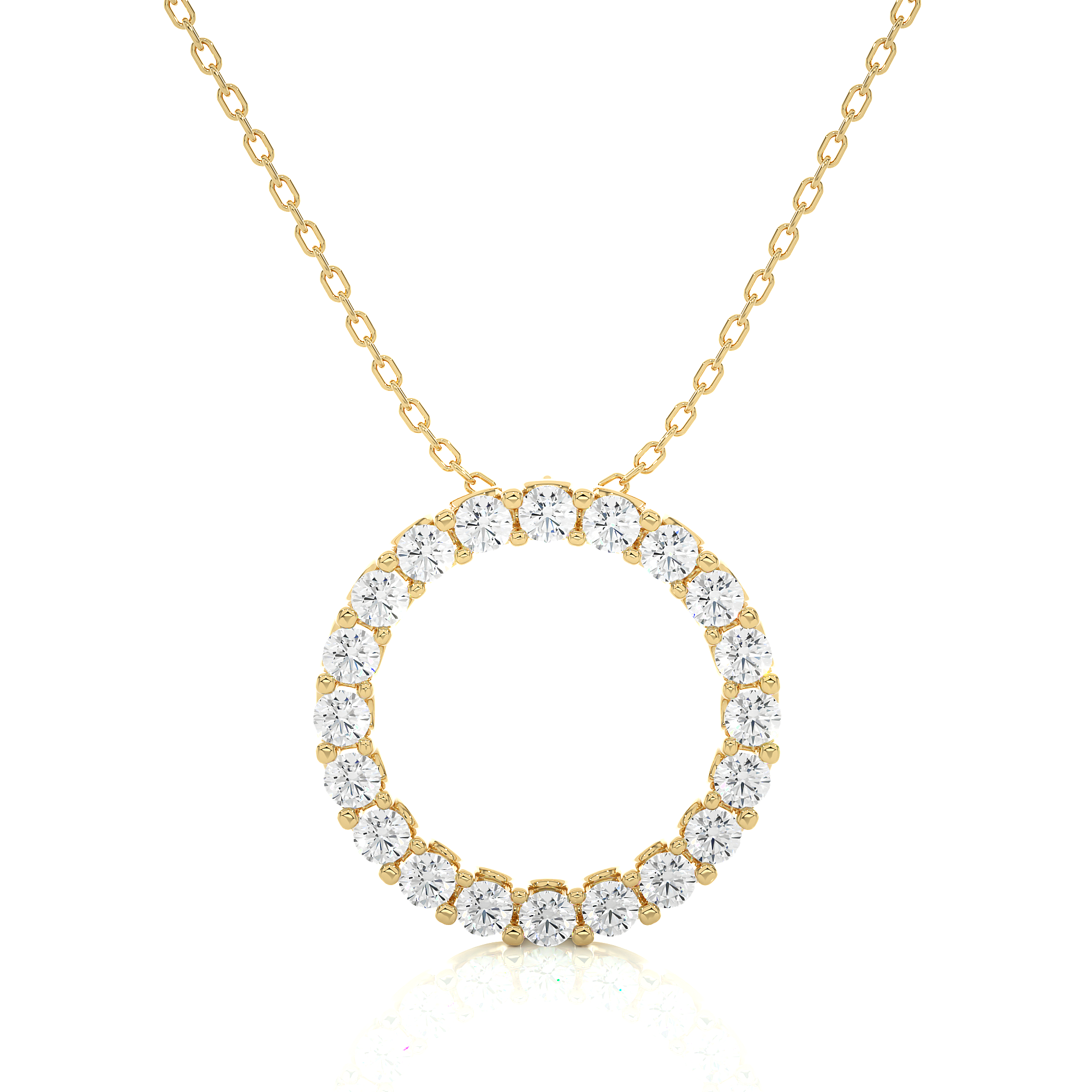14K White Yellow Rose Gold 1.64 Carat Circle Pave Diamond Pendant