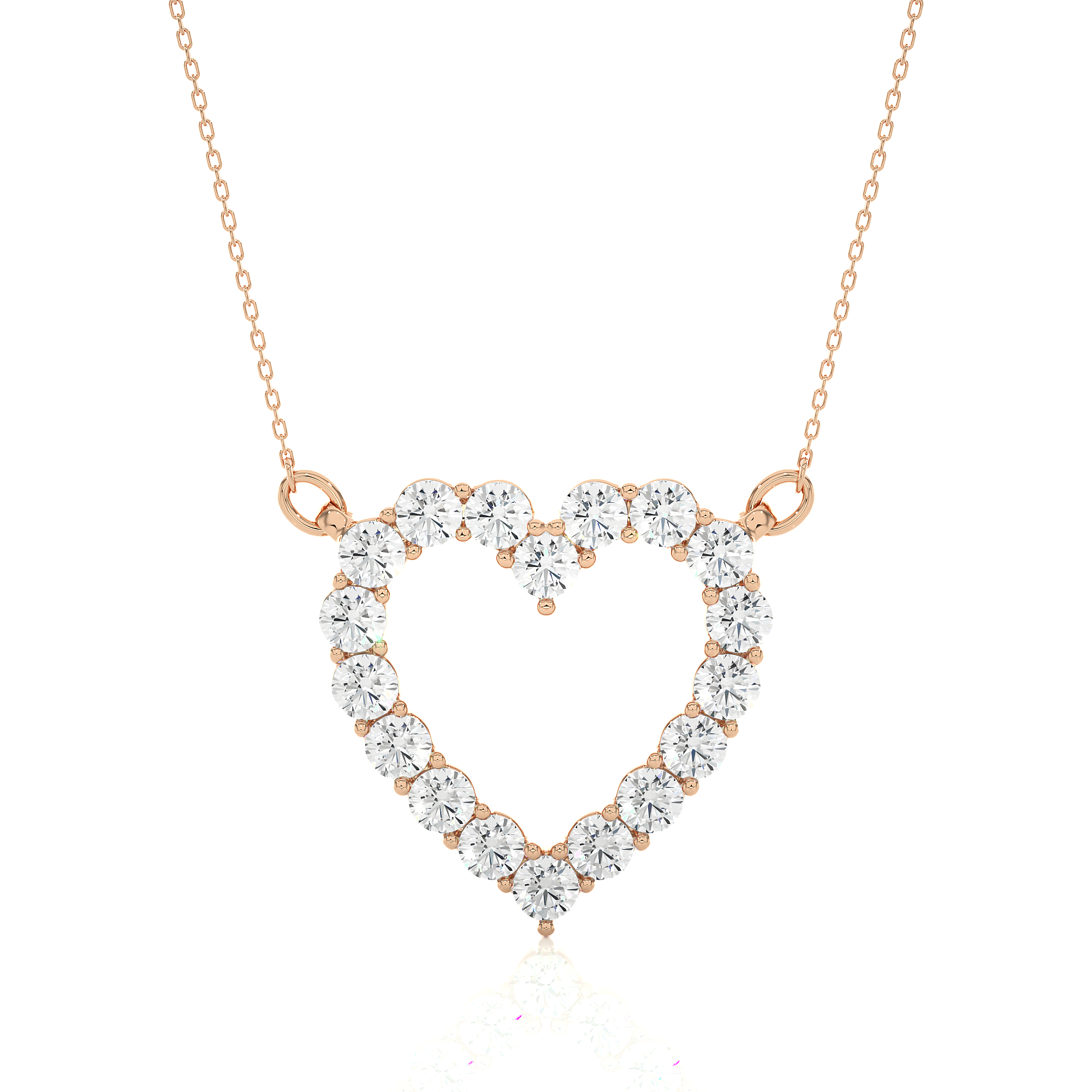 14K White Yellow Rose Gold Heart-Shaped Diamond Pendant with 18 Round Diamond Accents
