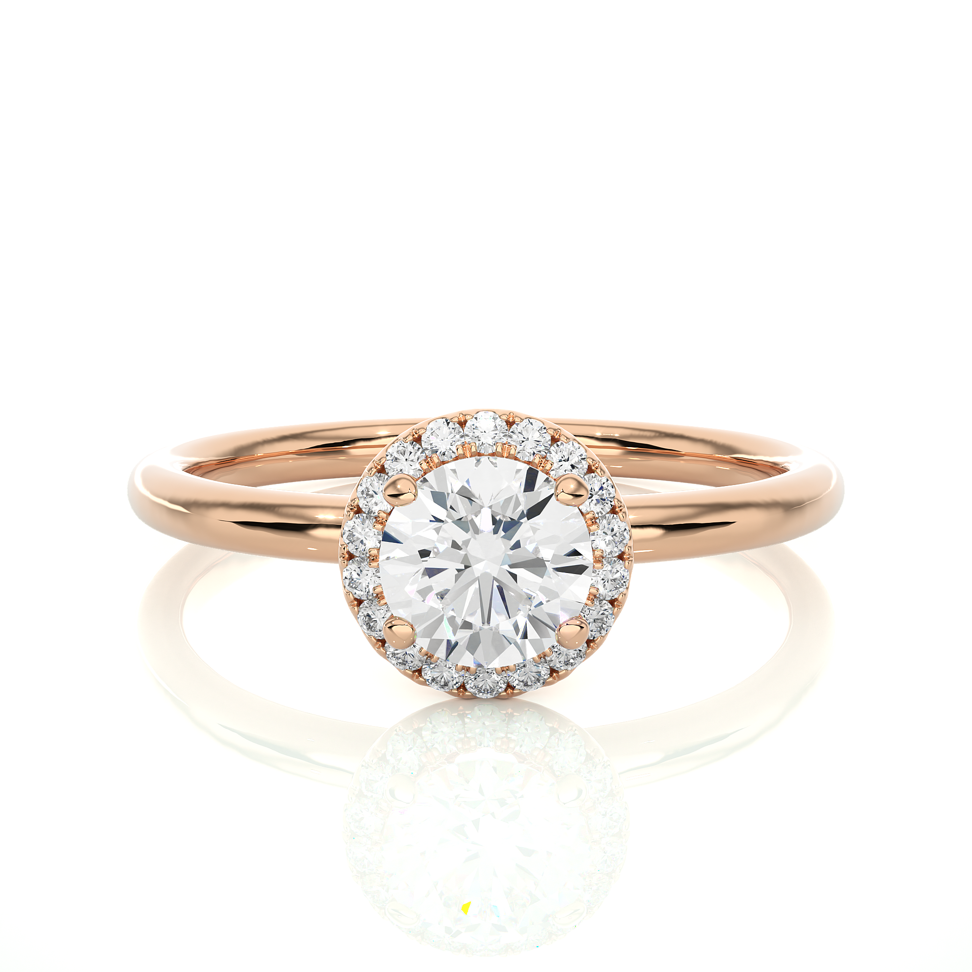 14K White Yellow Rose Gold 0.5 Carat Round Halo Diamond Ring