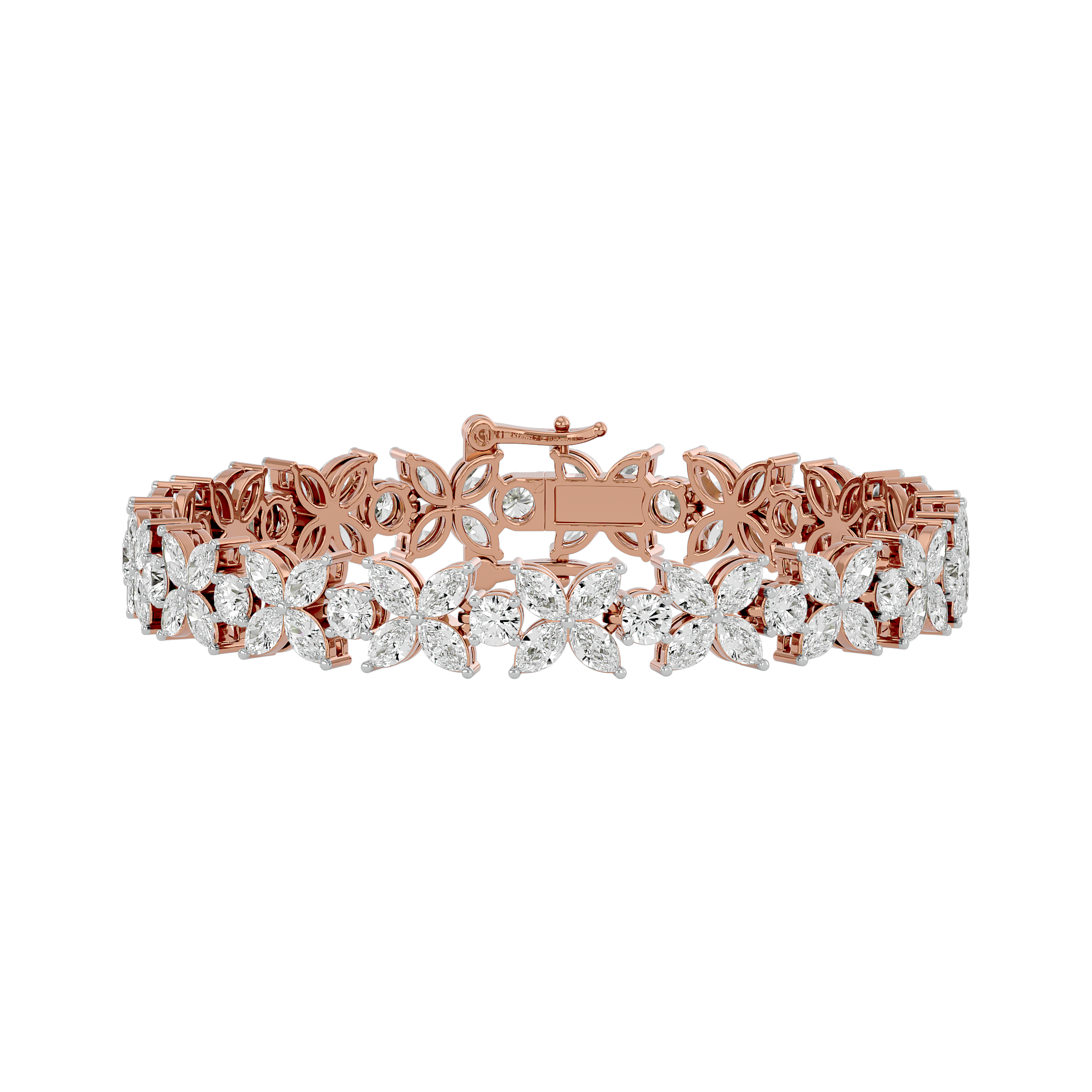 14KT Yellow Gold 10.12 Carat Marquise & Round Cut Diamond Bracelet