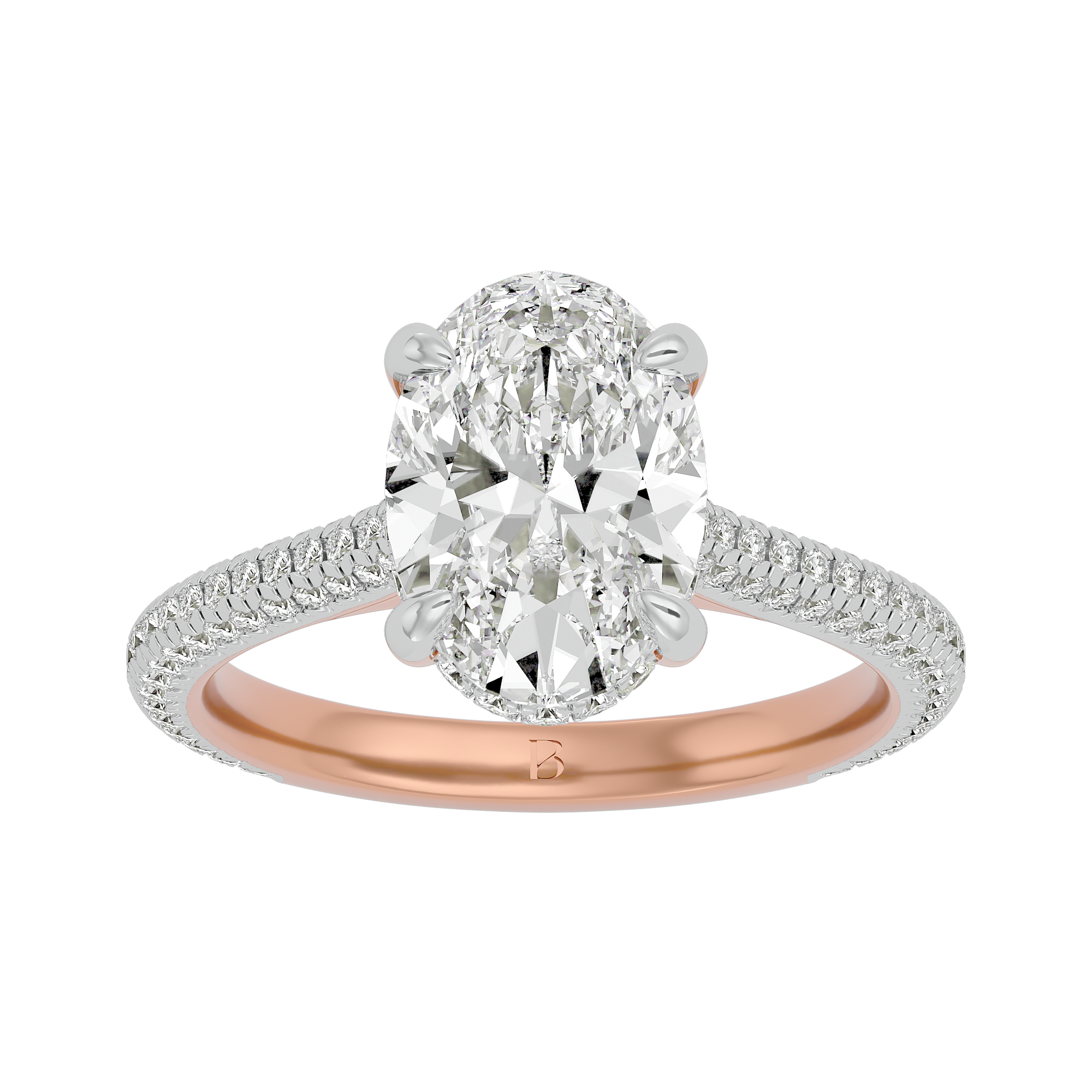 Elegant Oval and Round Diamond Engagement Ring