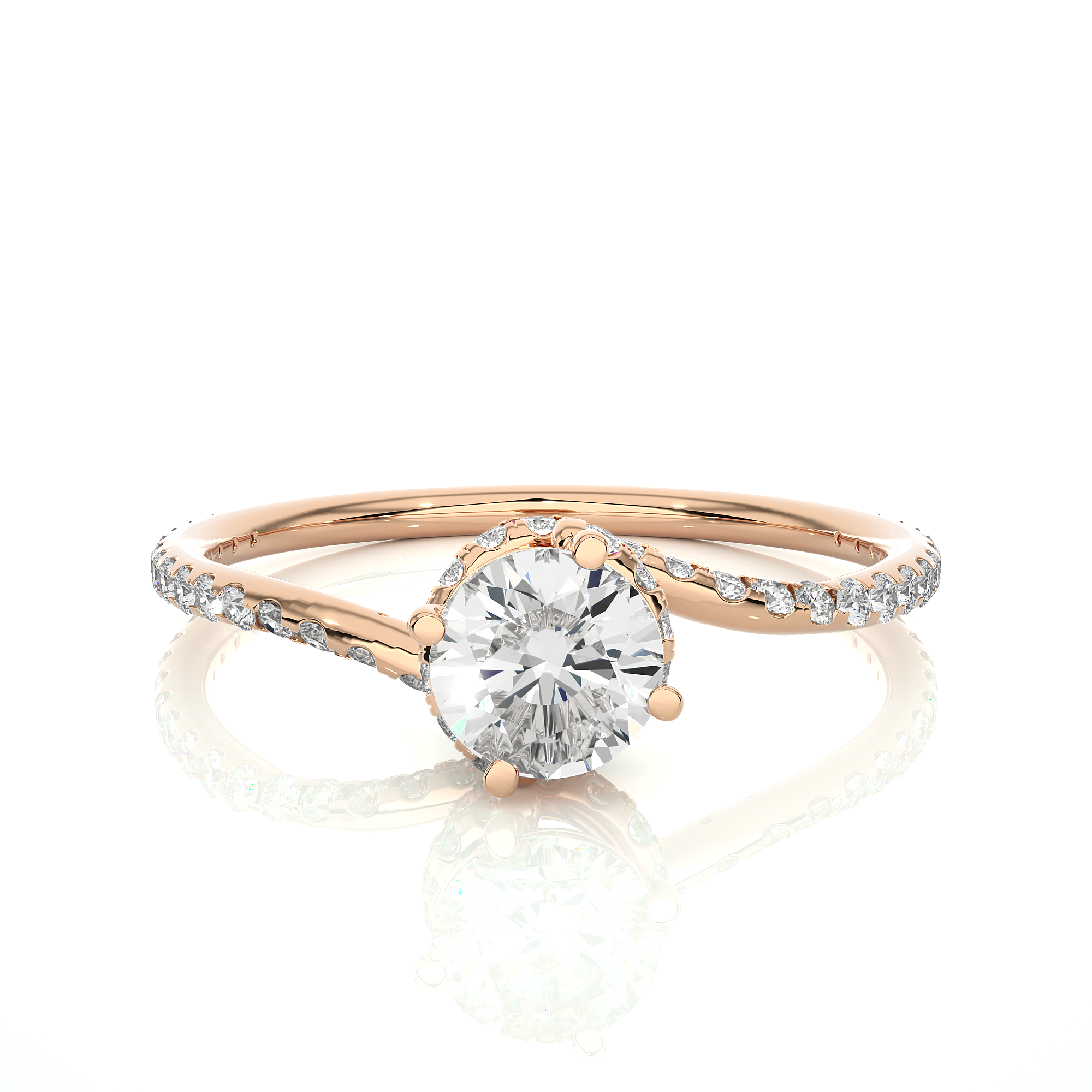 14K White Yellow Rose Gold 0.84 Carat Round Cluster Halo Diamond Ring