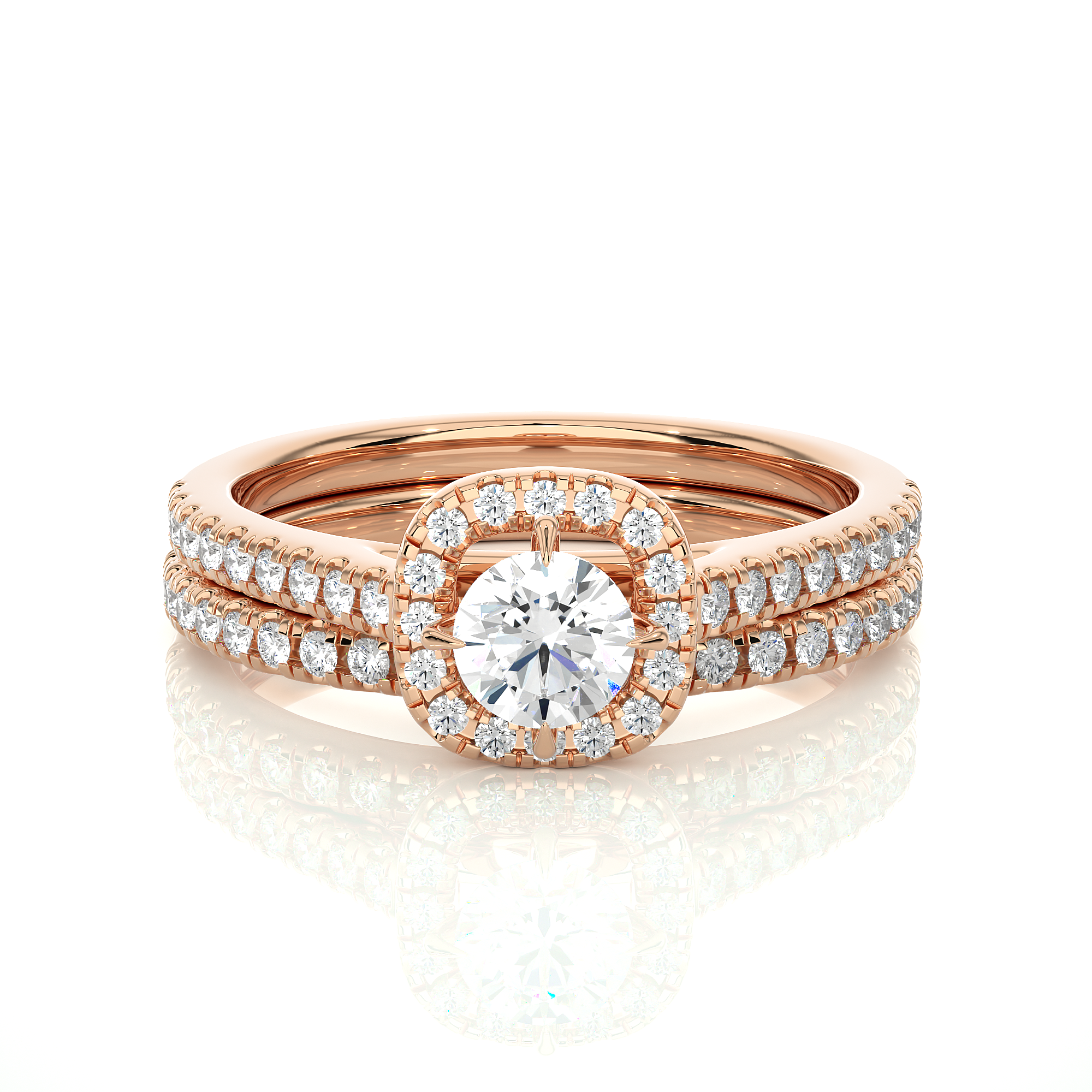 14K White Yellow Rose Gold 1.31 Carat Princess Halo Solitaire Diamond Ring