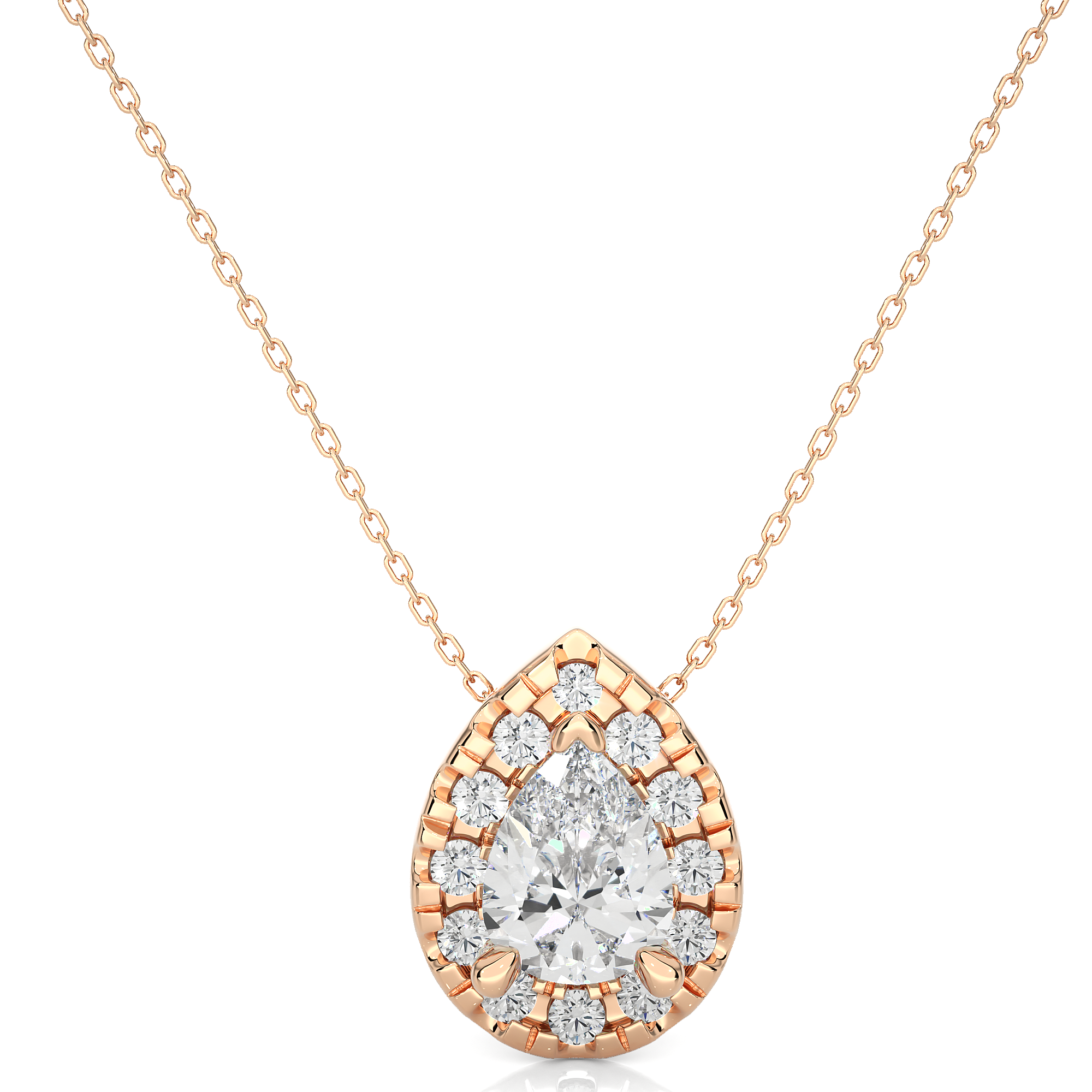 14K White Yellow Rose Gold 0.65 Carat Pear Diamond Pendant