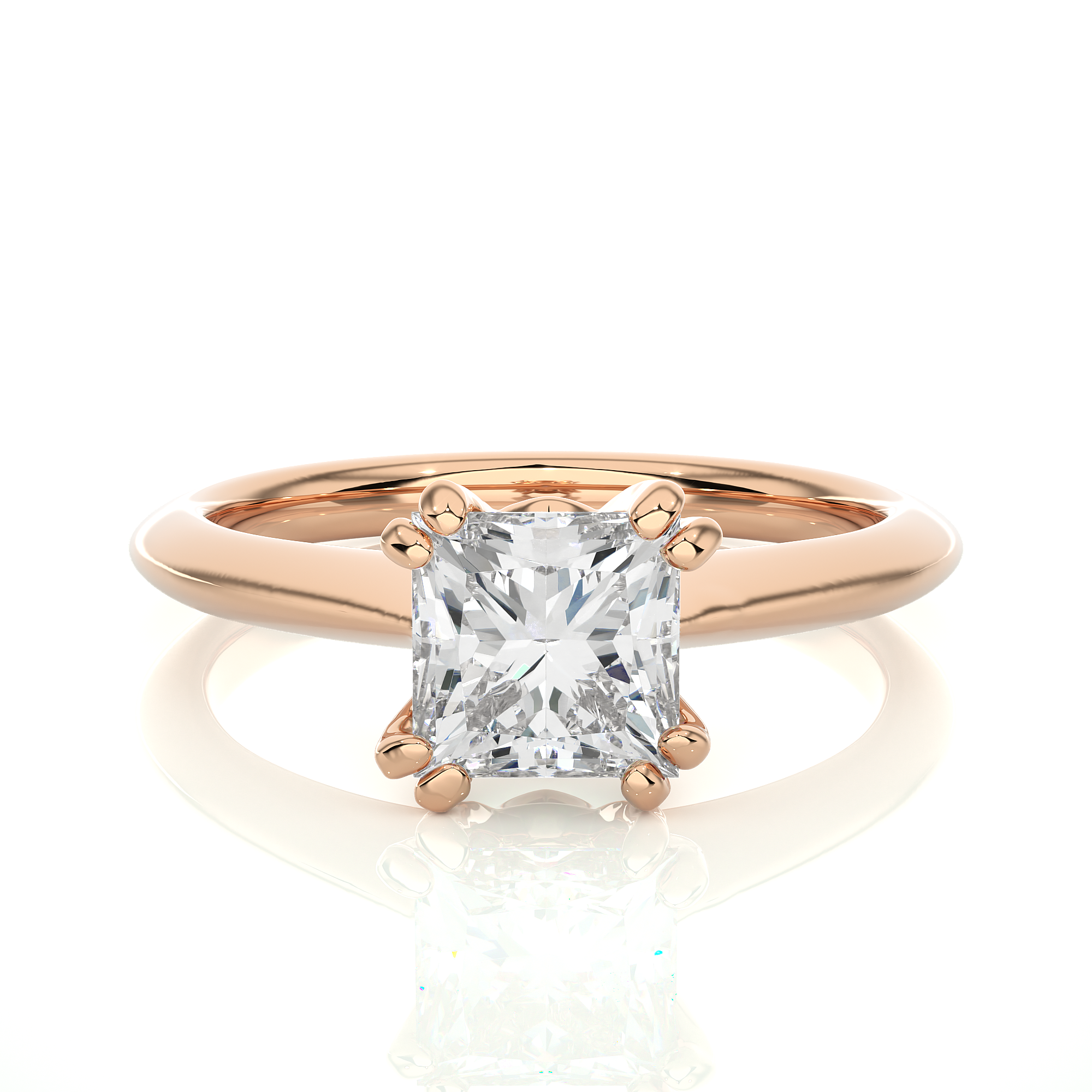14K White Yellow Rose Gold 1.38 Princess Diamond with 4 Prong Setting Diamond Ring