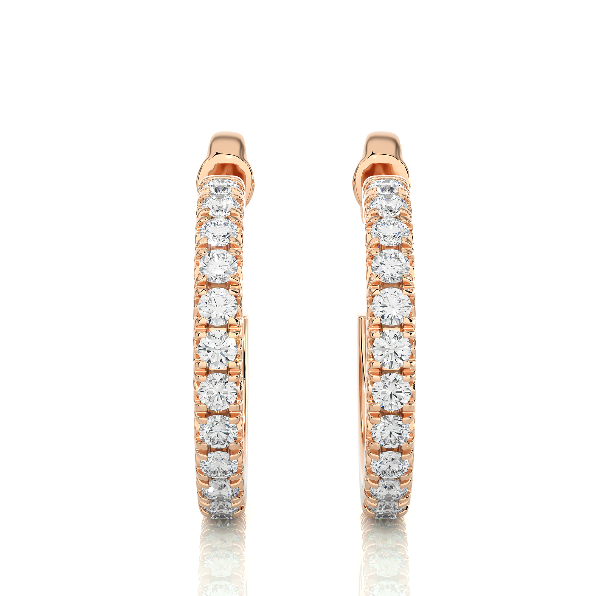 14K White Yellow Rose Gold 0.7 Carat Hoop Diamond Earrings