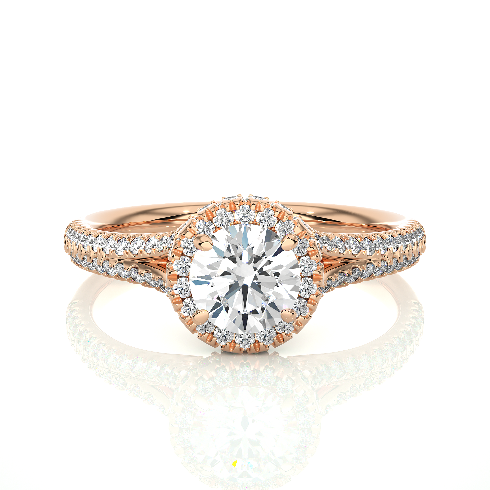 14K White Yellow Rose Gold 1.07 Carat Round Diamond Ring