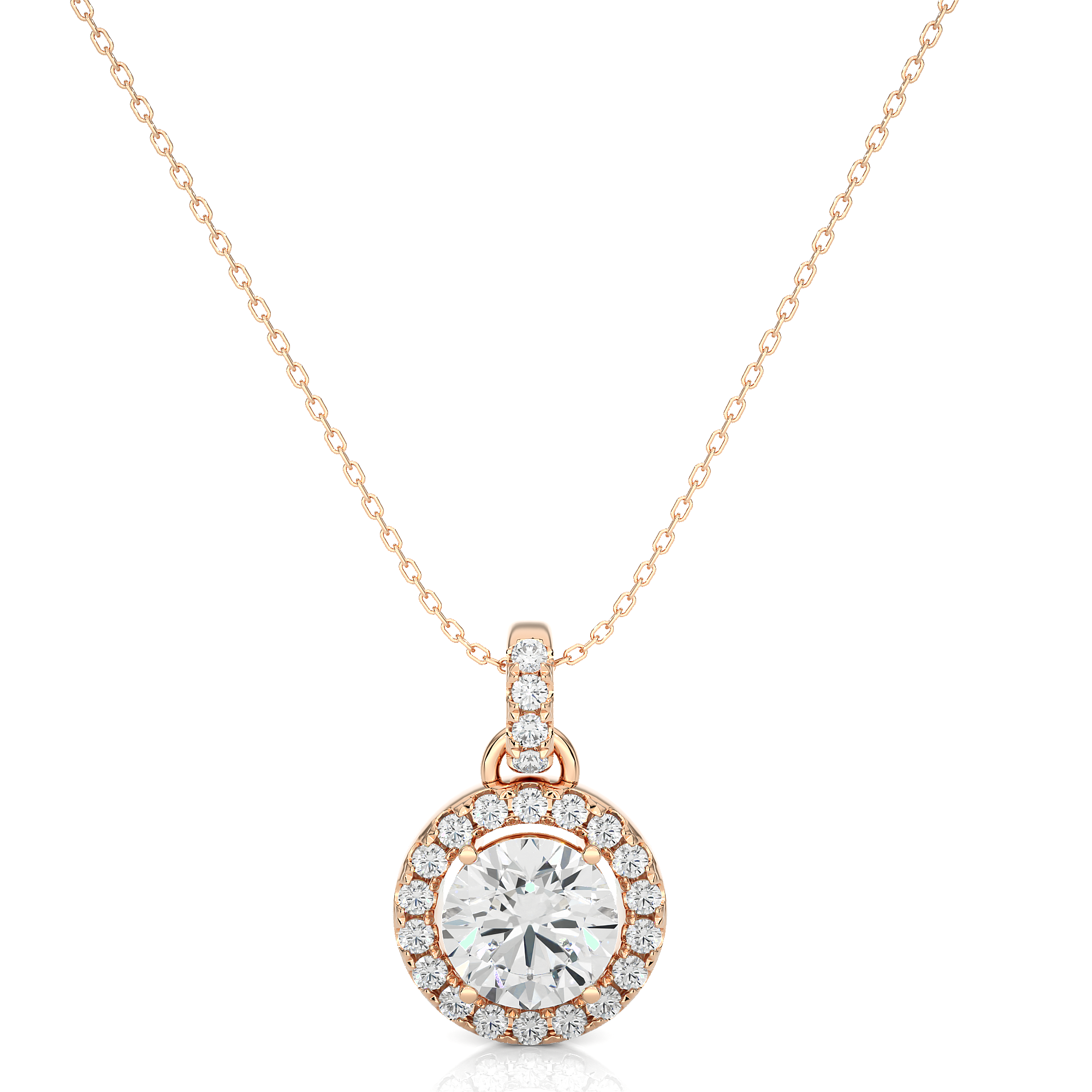 14K White Yellow Rose Gold 1.52 Carat Double Halo Diamond Pendant