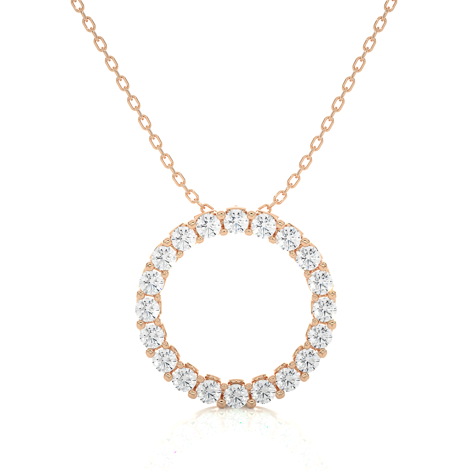 14K White Yellow Rose Gold 1.64 Carat Circle Pave Diamond Pendant