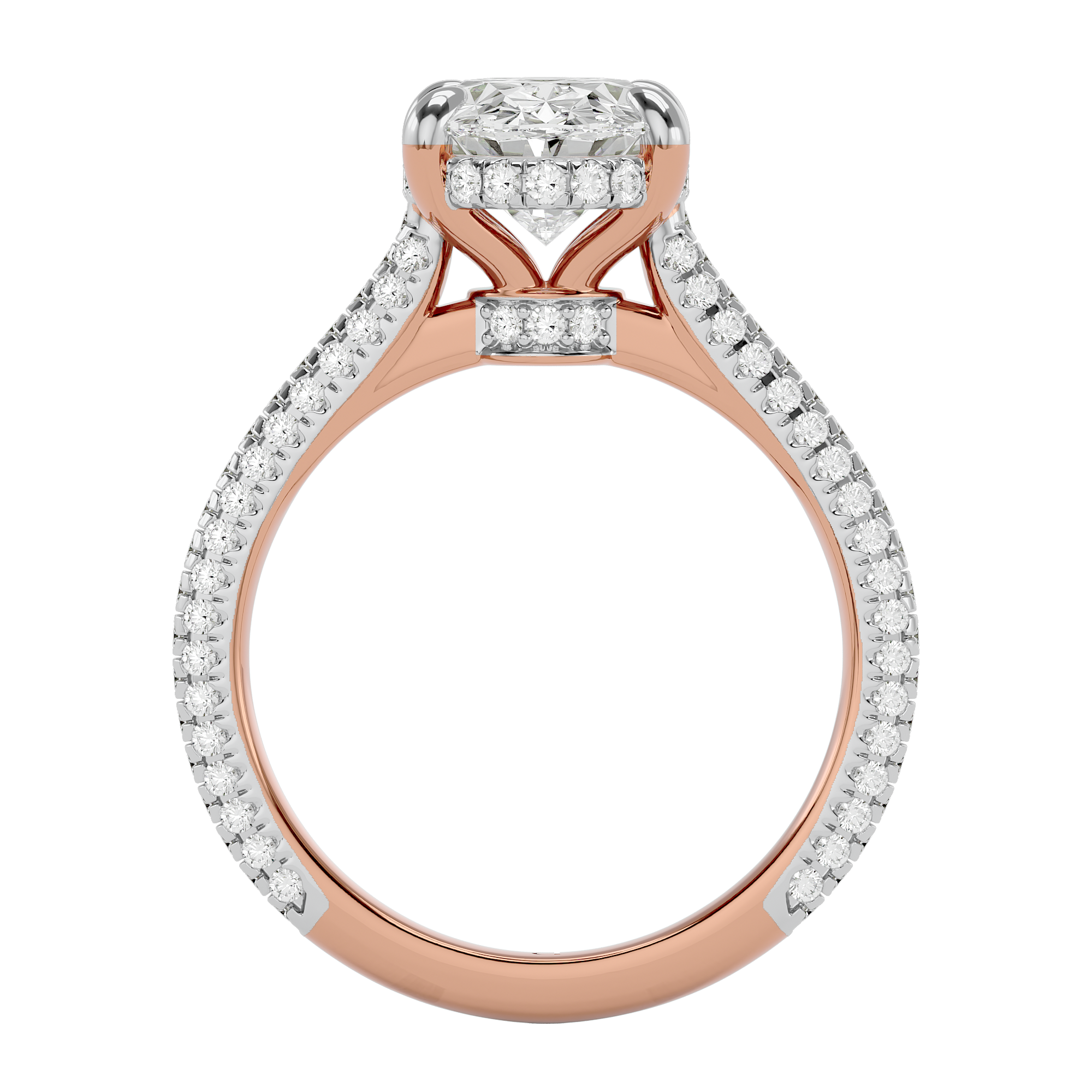 Elegant Oval and Round Diamond Engagement Ring