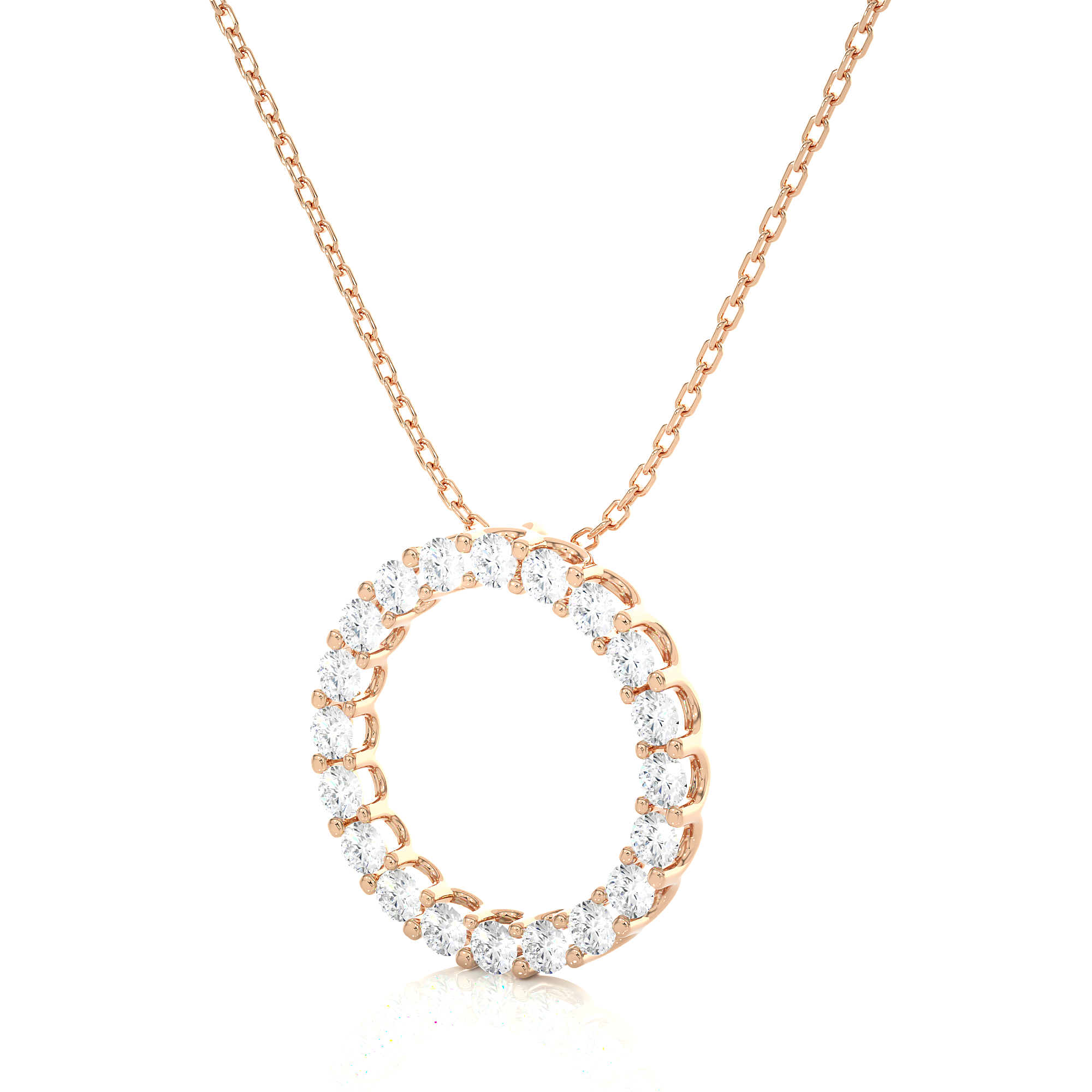 14K White Yellow Rose Gold 1.64 Carat Circle Pave Diamond Pendant