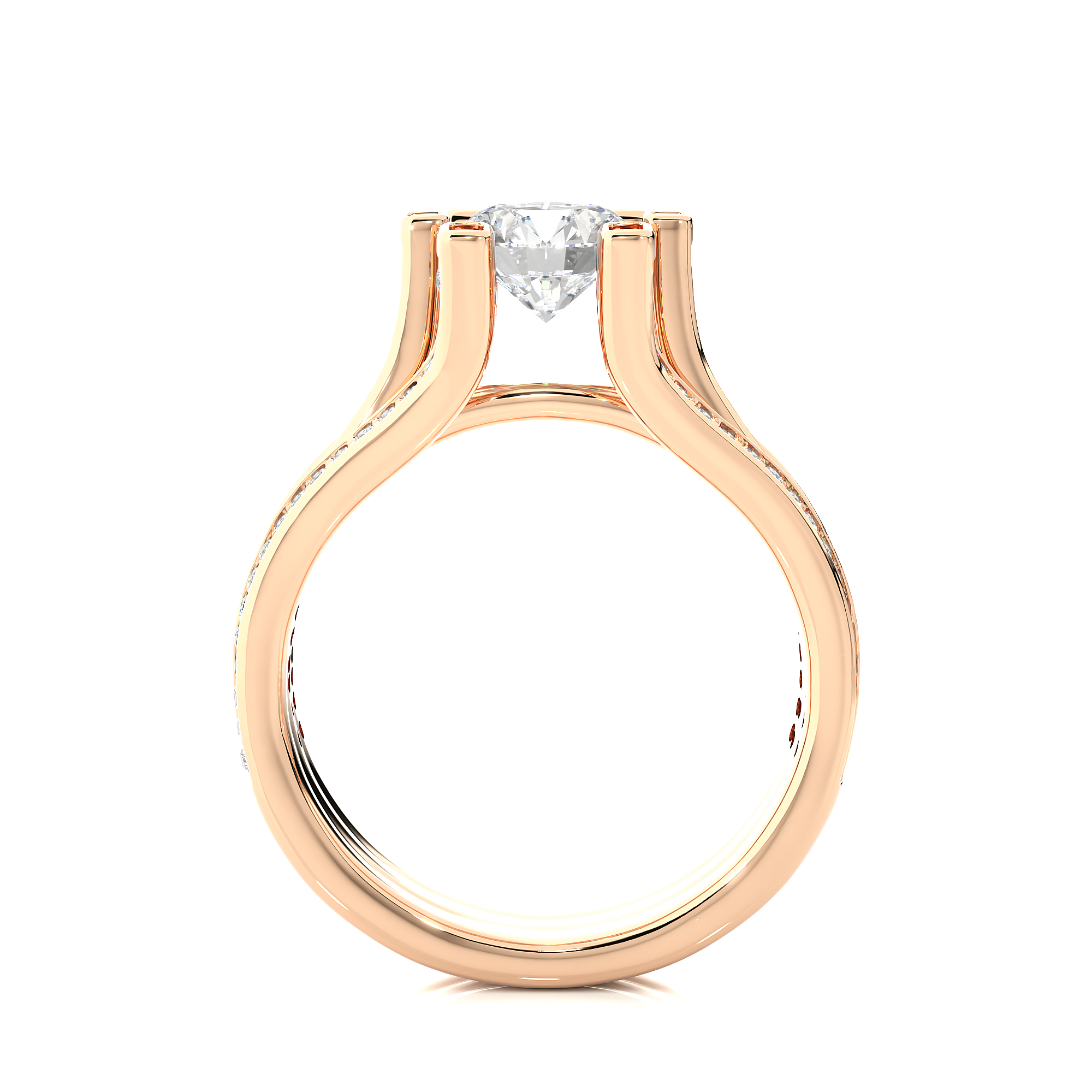 14K White Yellow Rose Gold 1.48 Carat Round Step-cut Facets Diamond Ring