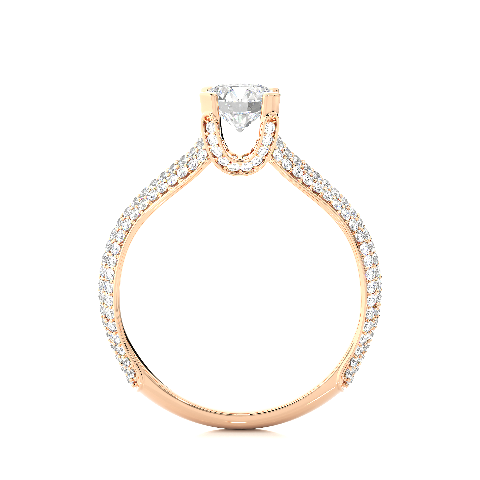 14K White Yellow Rose Gold 1.13 Carat Split Shank Round Diamond Ring