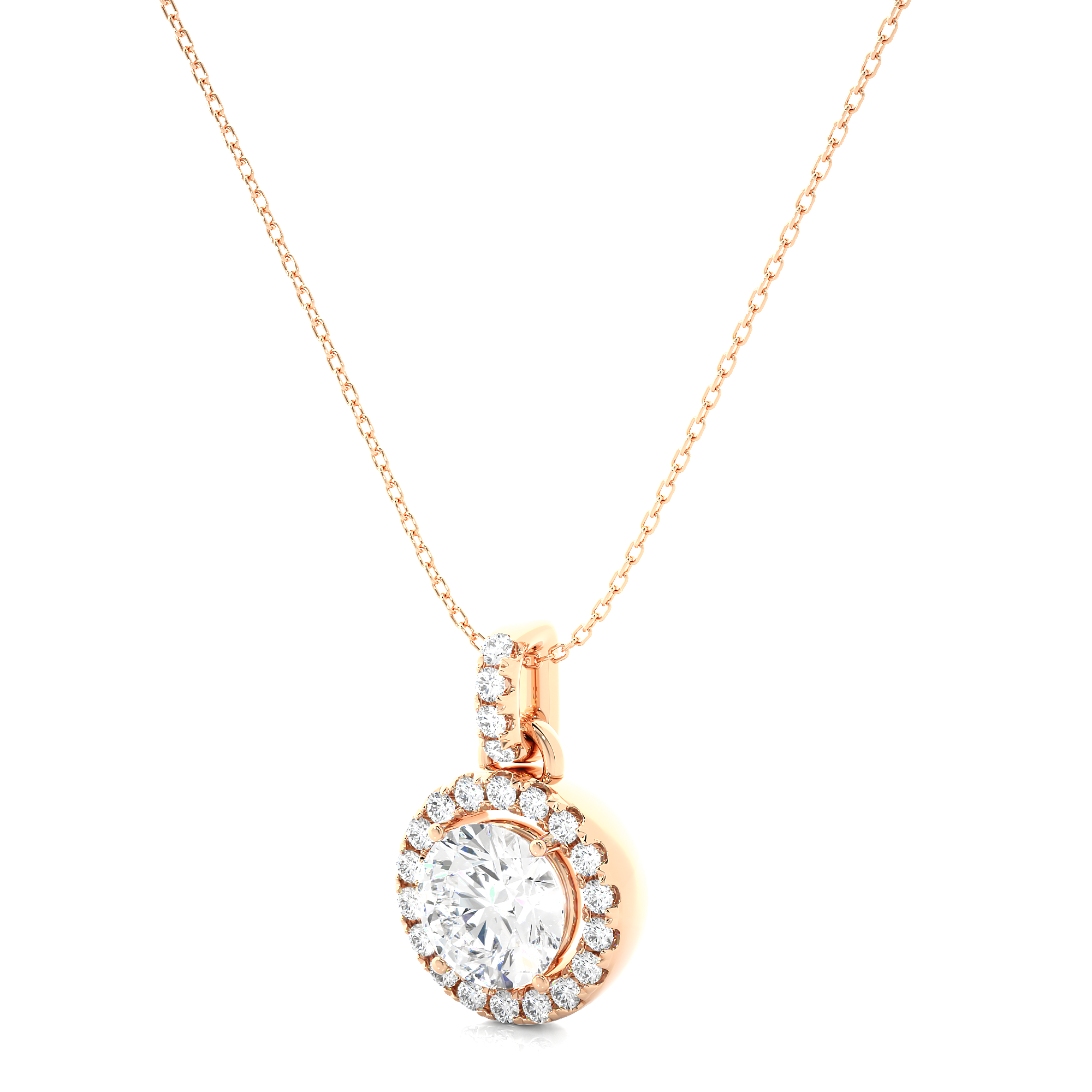 14K White Yellow Rose Gold 1.52 Carat Double Halo Diamond Pendant