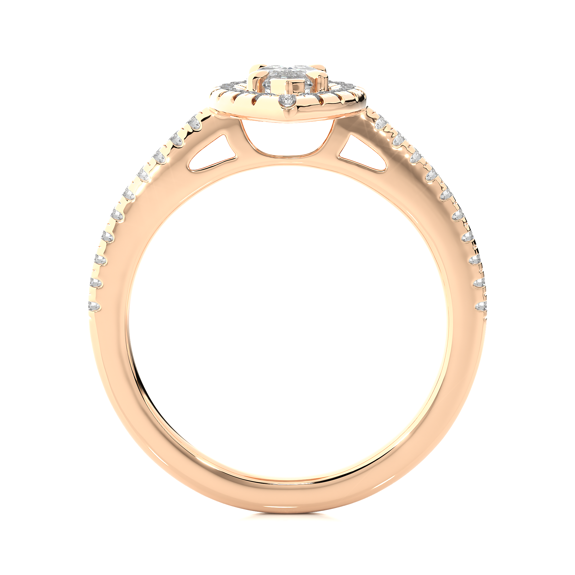 14K White Yellow Rose Gold 0.89 Carat Marquise Double Halo Diamond Ring