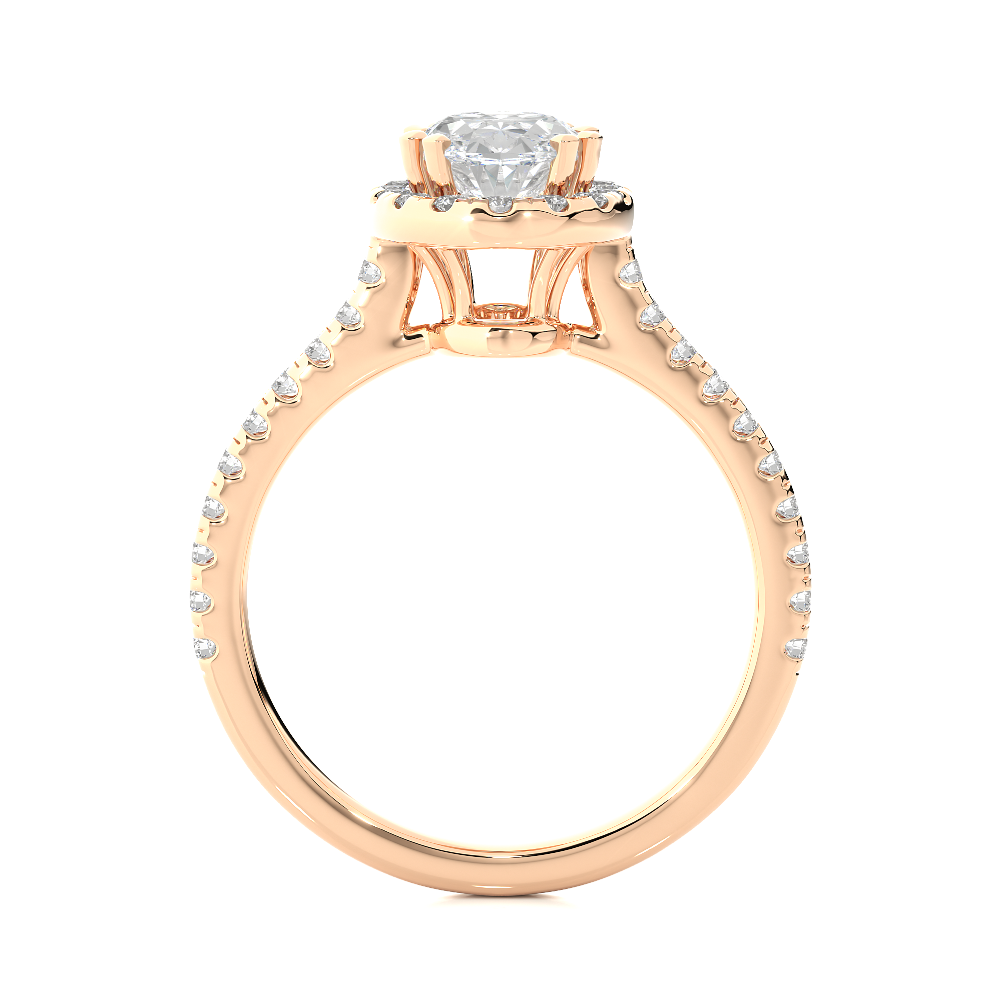 14K White Yellow Rose Gold 2.50 Carat Oval Halo Diamond Ring