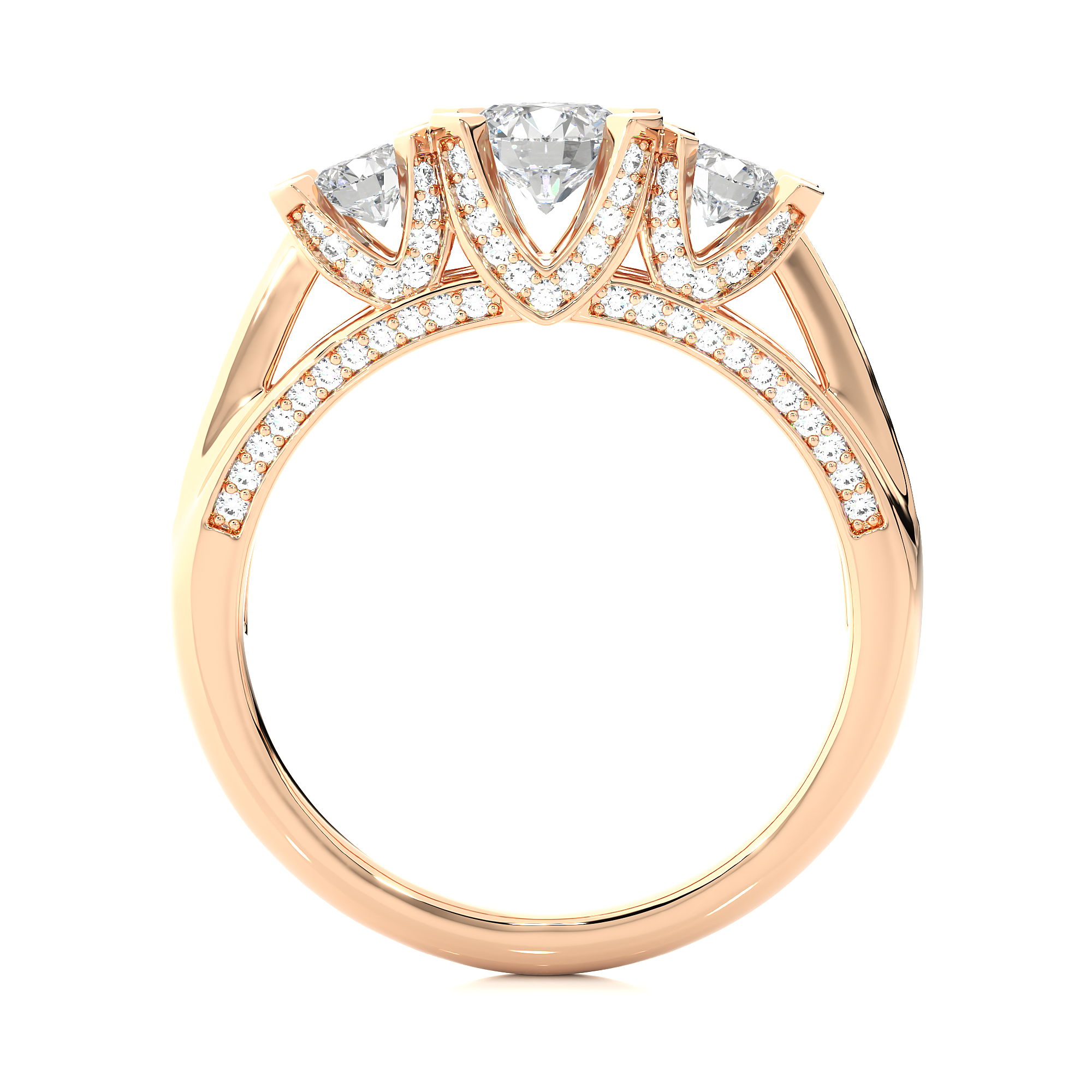 14K White Yellow Rose Gold 1.20 Carat Three Diamond Ring