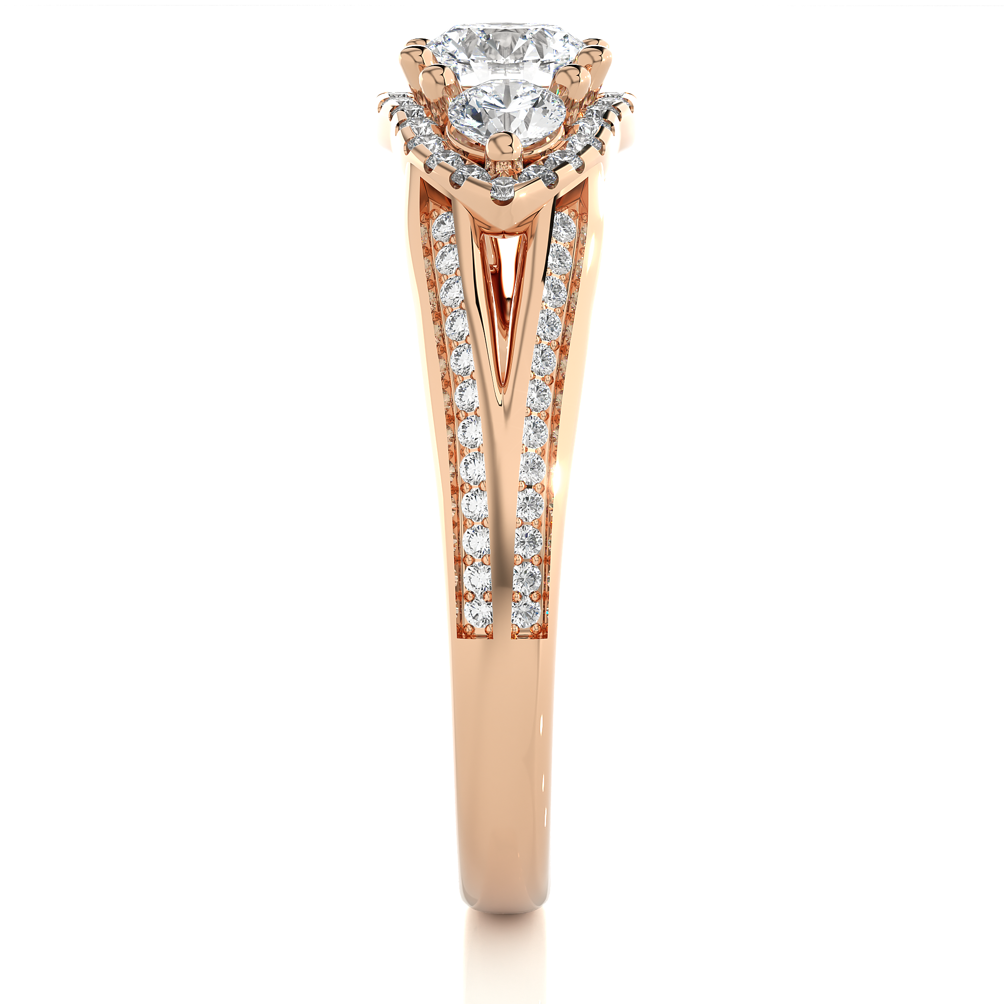 14K White Yellow Rose Gold1.14 Carat Three Stone Round Cut Diamond Ring