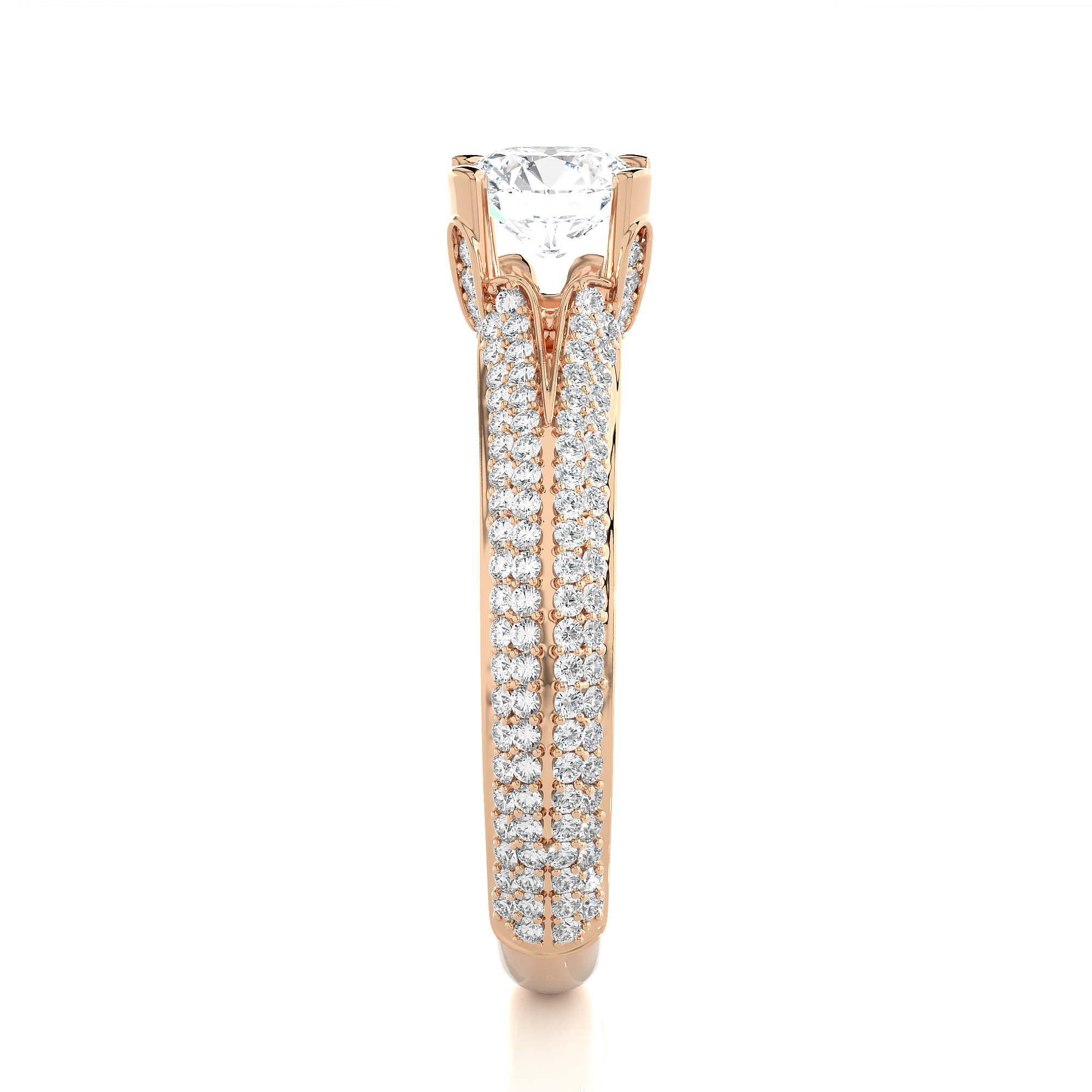 14K White Yellow Rose Gold 1.13 Carat Split Shank Round Diamond Ring