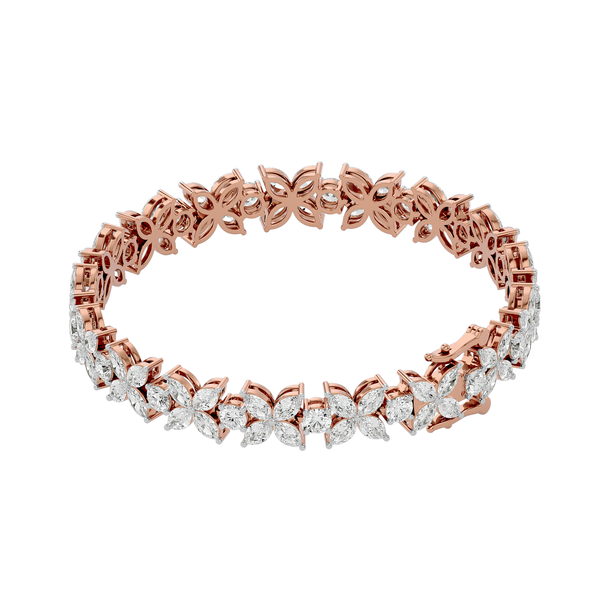 14KT Yellow Gold 10.12 Carat Marquise & Round Cut Diamond Bracelet