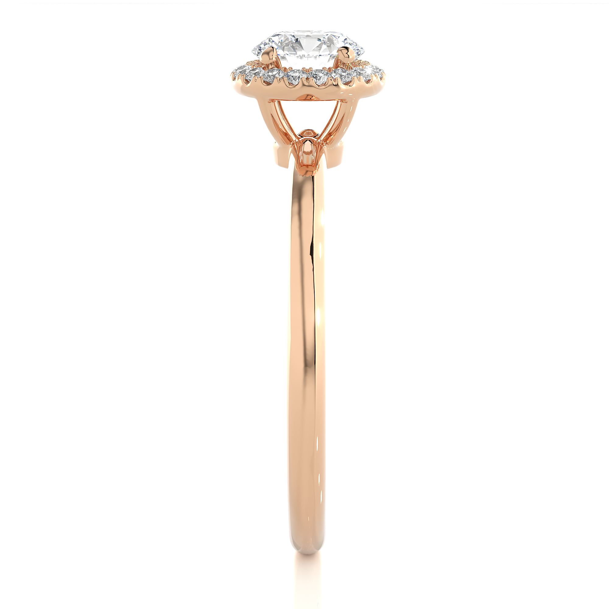 14K White Yellow Rose Gold 0.5 Carat Round Halo Diamond Ring