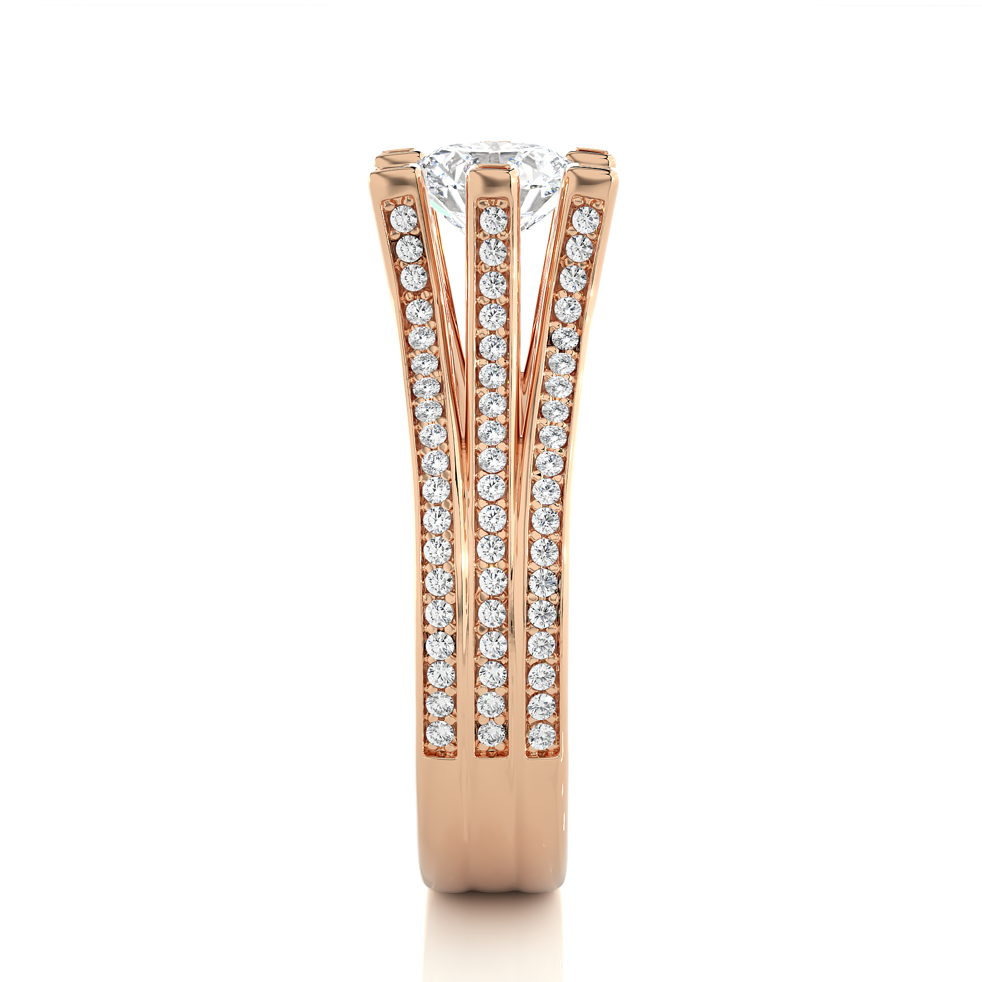 14K White Yellow Rose Gold 1.48 Carat Round Step-cut Facets Diamond Ring