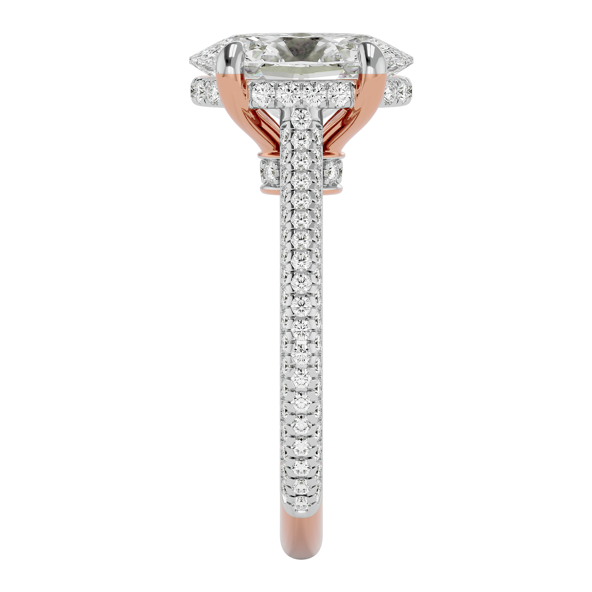 Elegant Oval and Round Diamond Engagement Ring